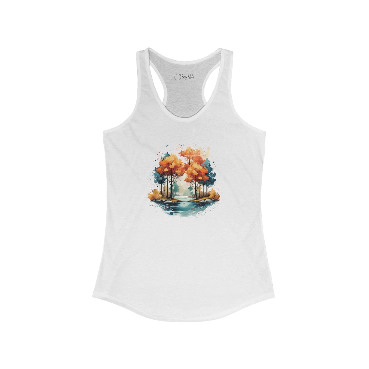Autumn River Watercolor Racerback Tank