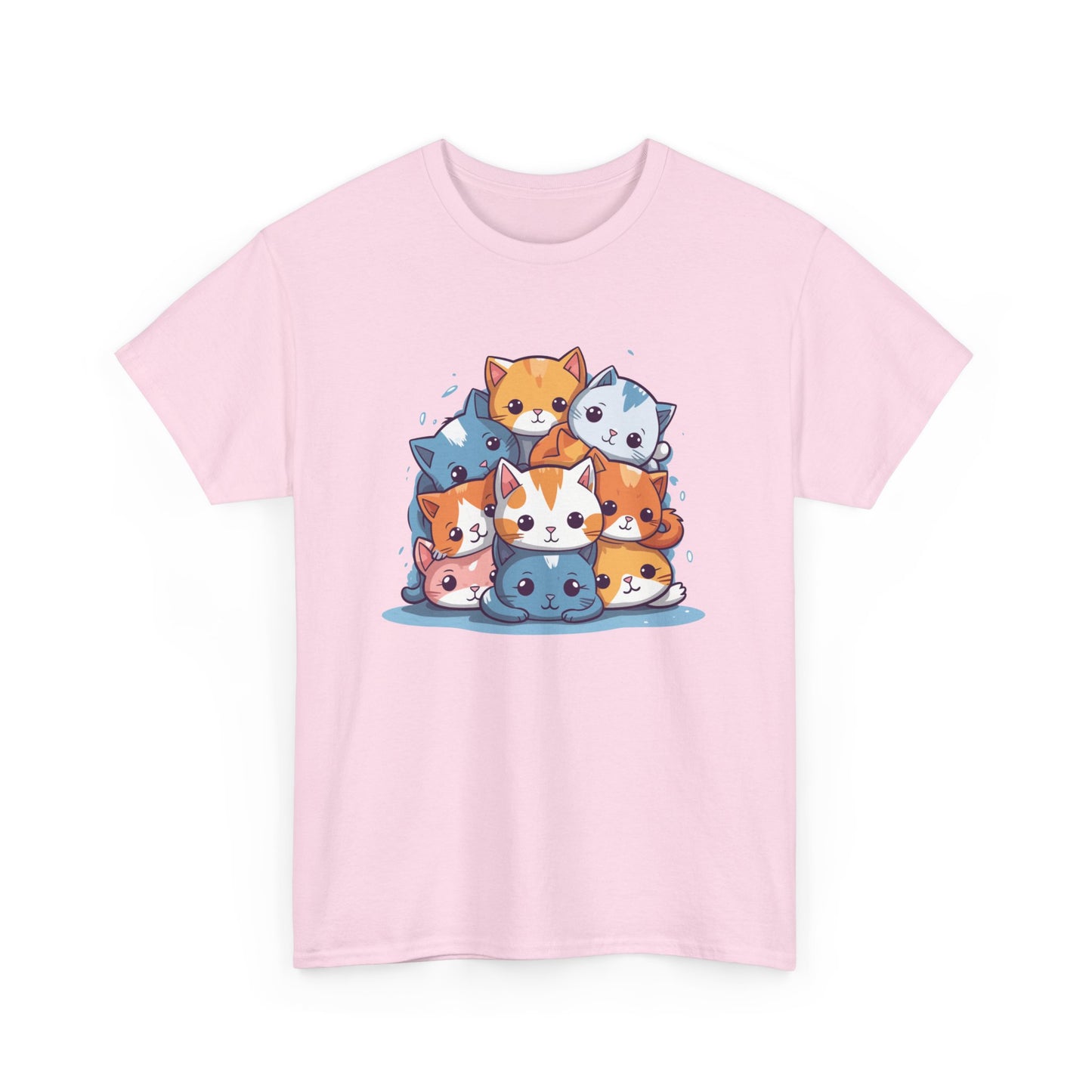 Cute Cat Pile Short Sleeve Tee