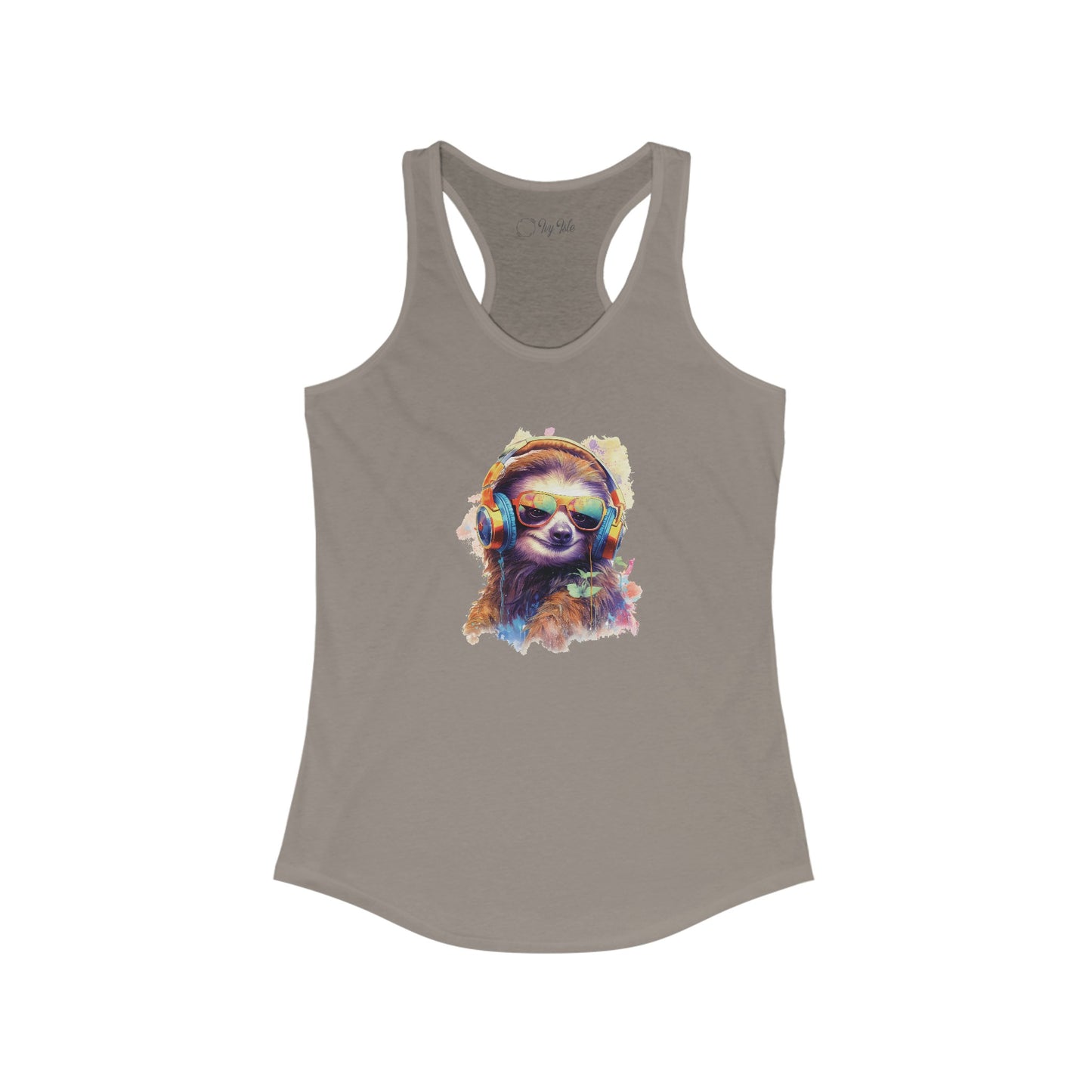 Sloth with Headphones Racerback Tank