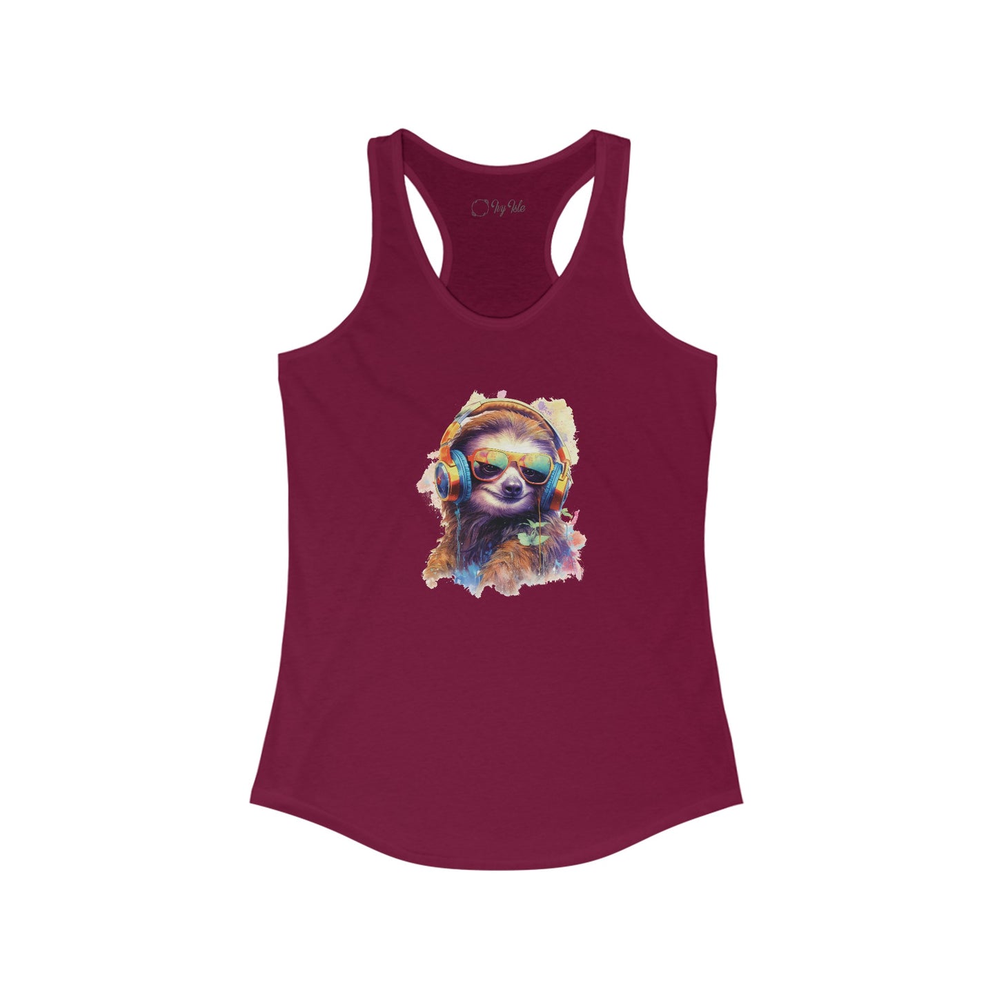 Sloth with Headphones Racerback Tank