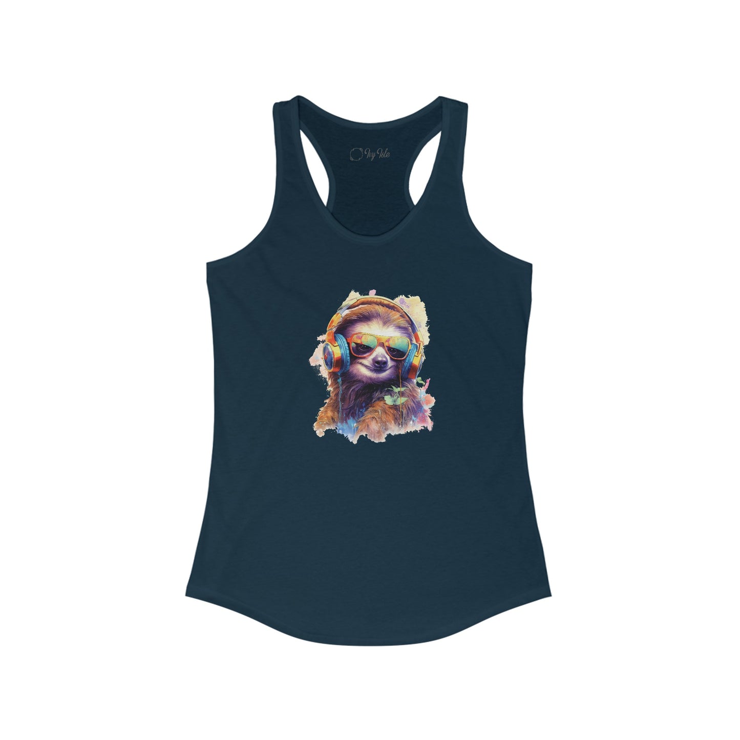 Sloth with Headphones Racerback Tank
