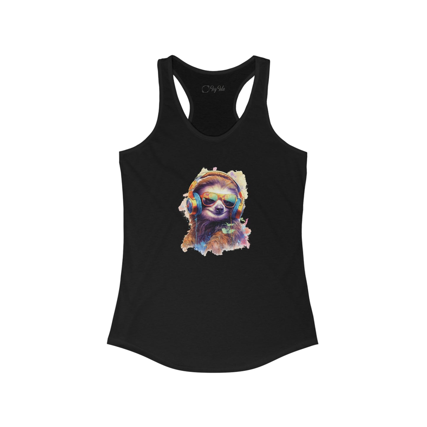 Sloth with Headphones Racerback Tank