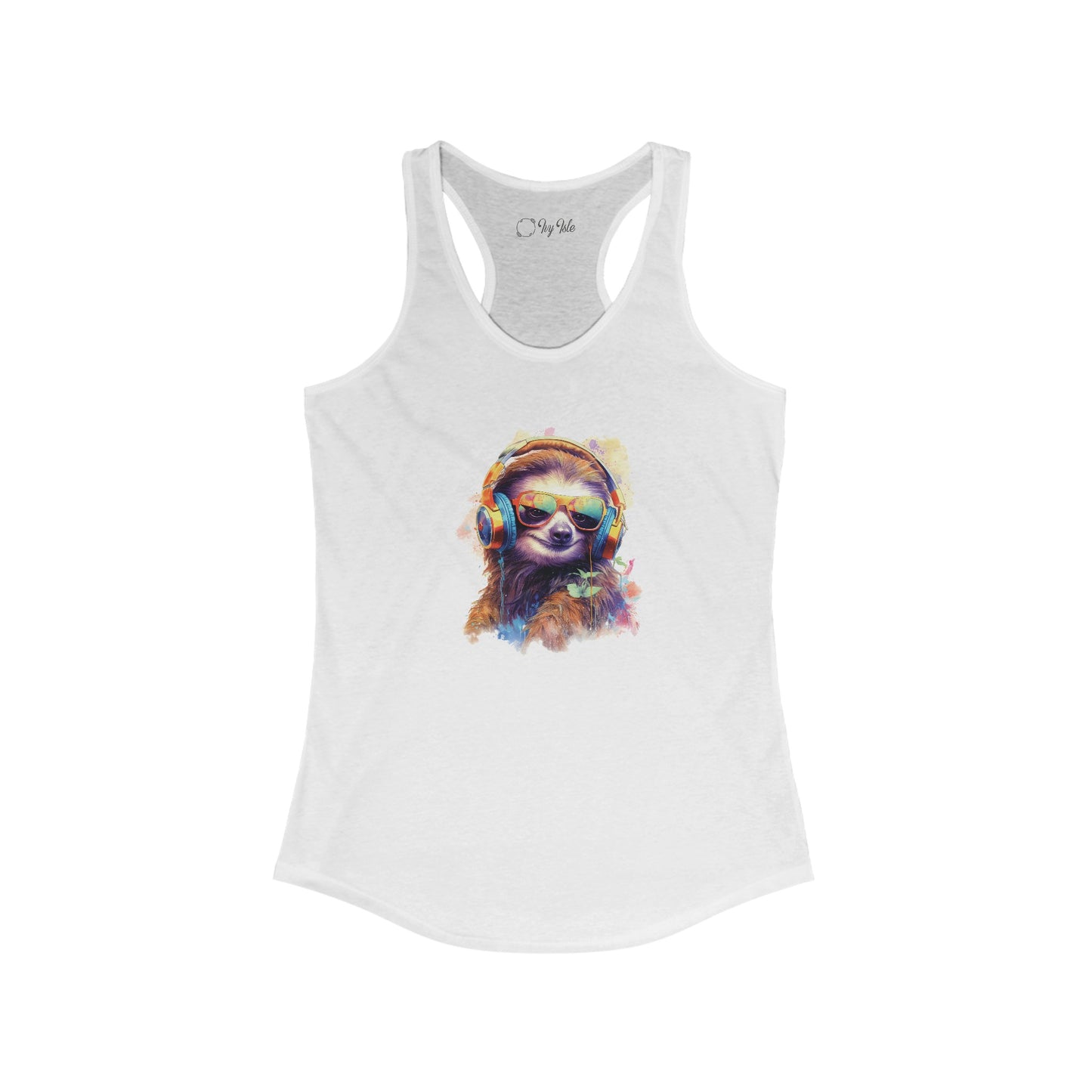 Sloth with Headphones Racerback Tank