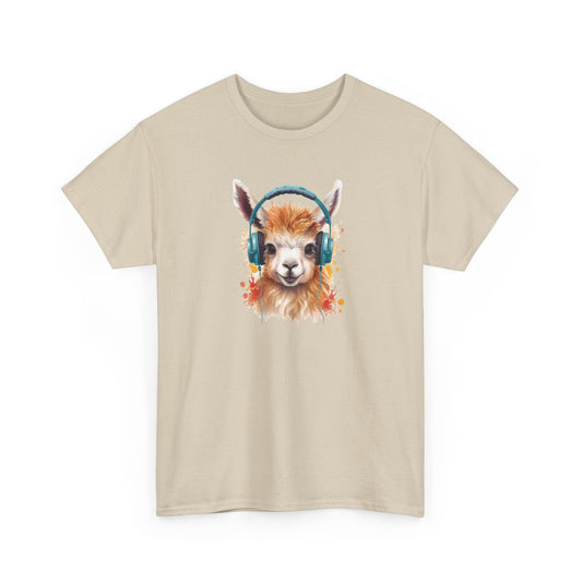 Llama with Headphones Short Sleeve Tee