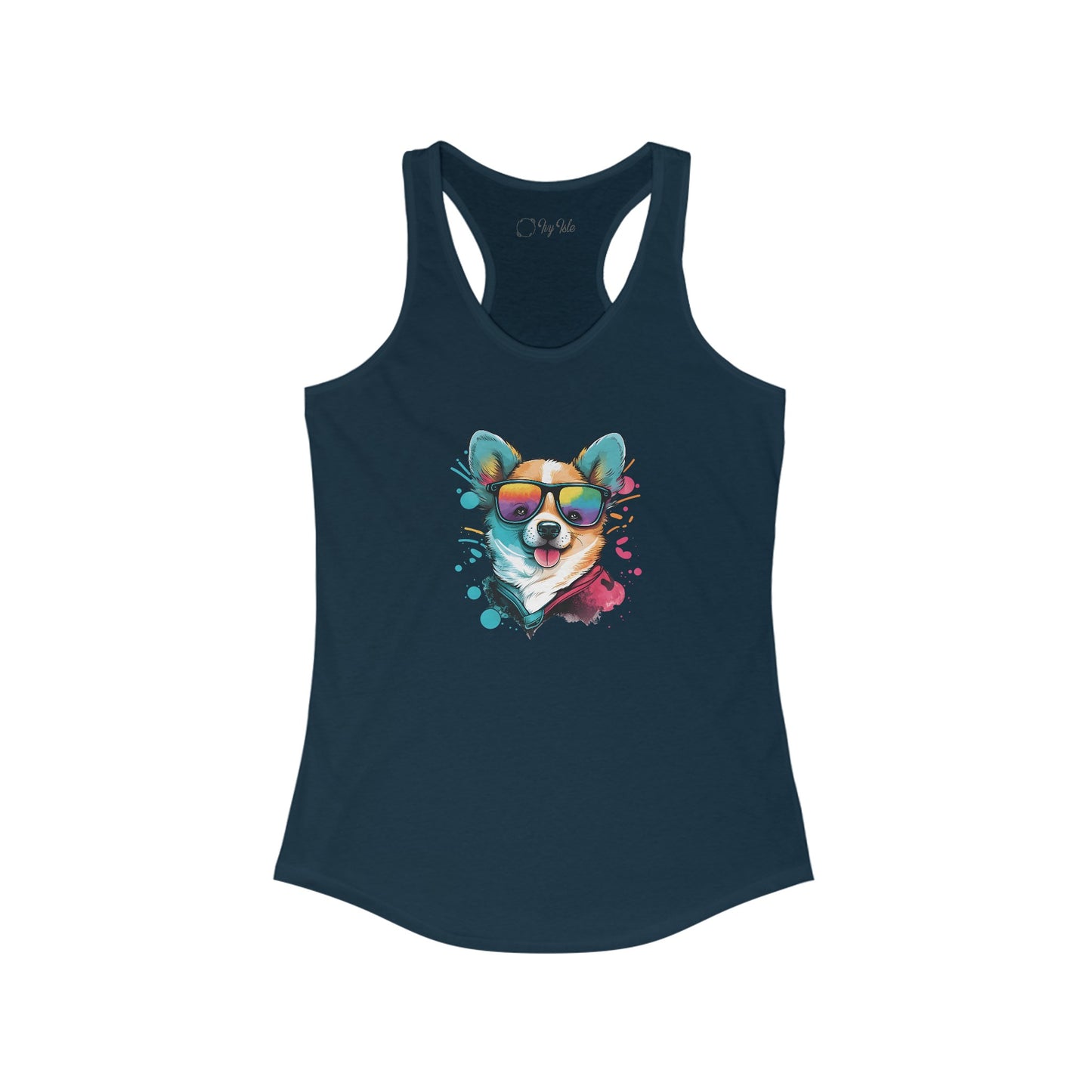 Dog with Sunglasses Racerback Tank 005