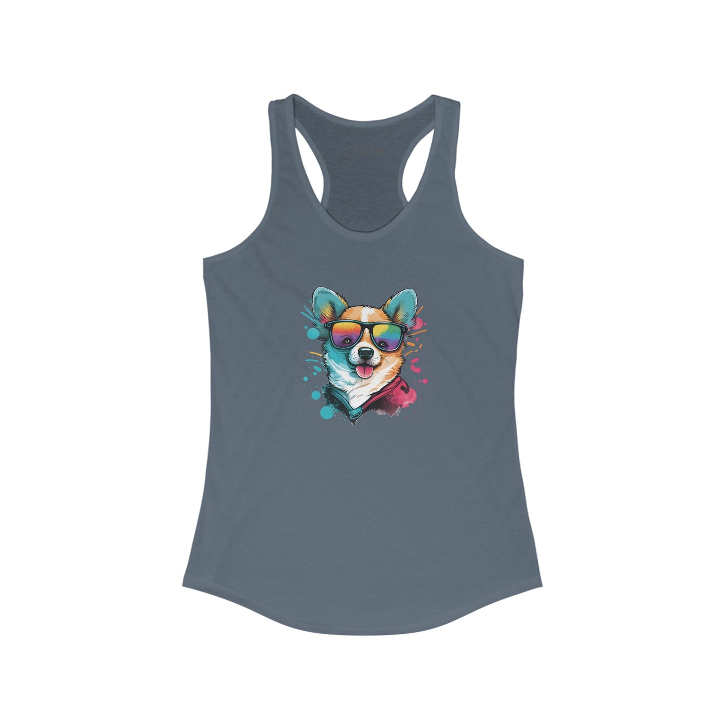 Dog with Sunglasses Racerback Tank 005