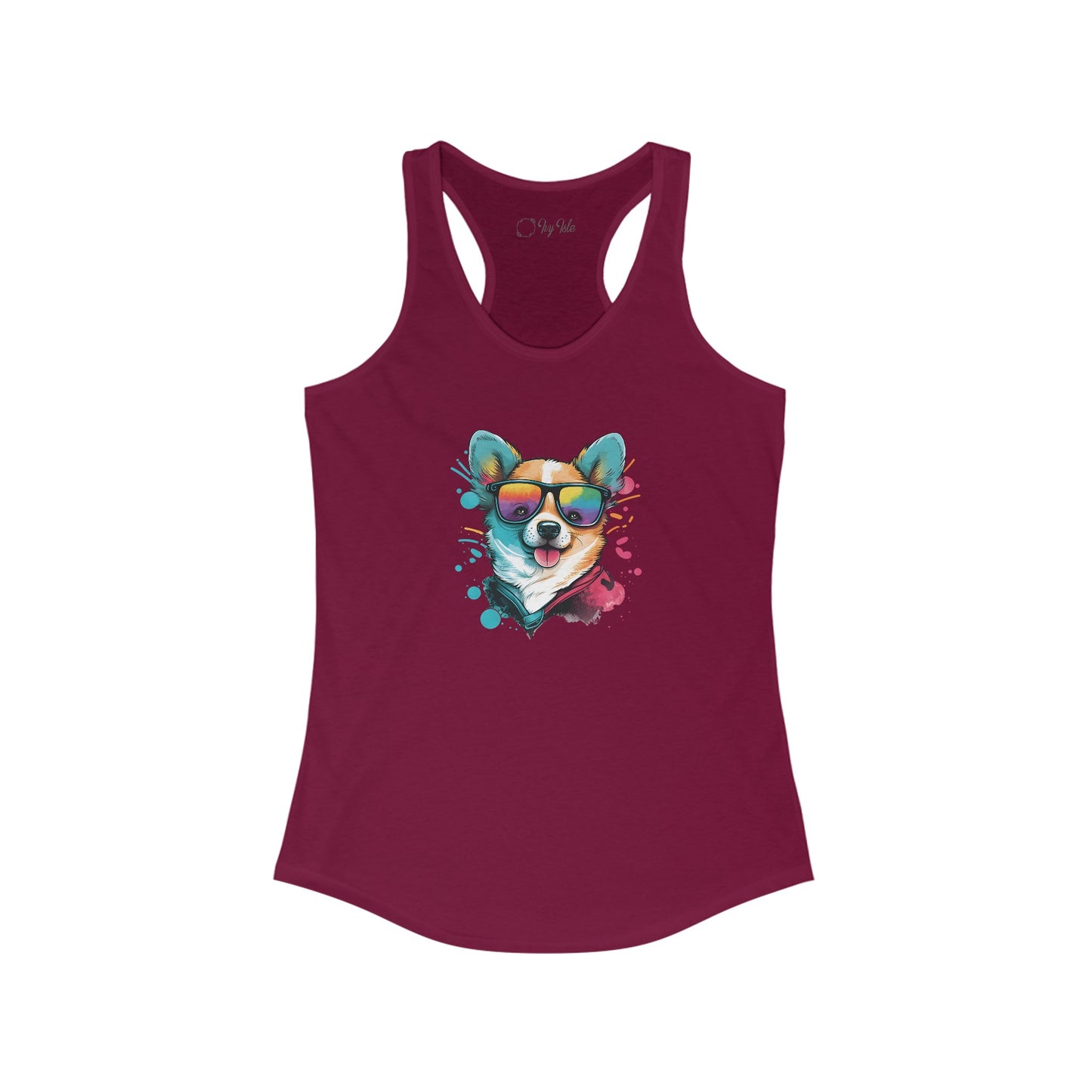 Dog with Sunglasses Racerback Tank 005