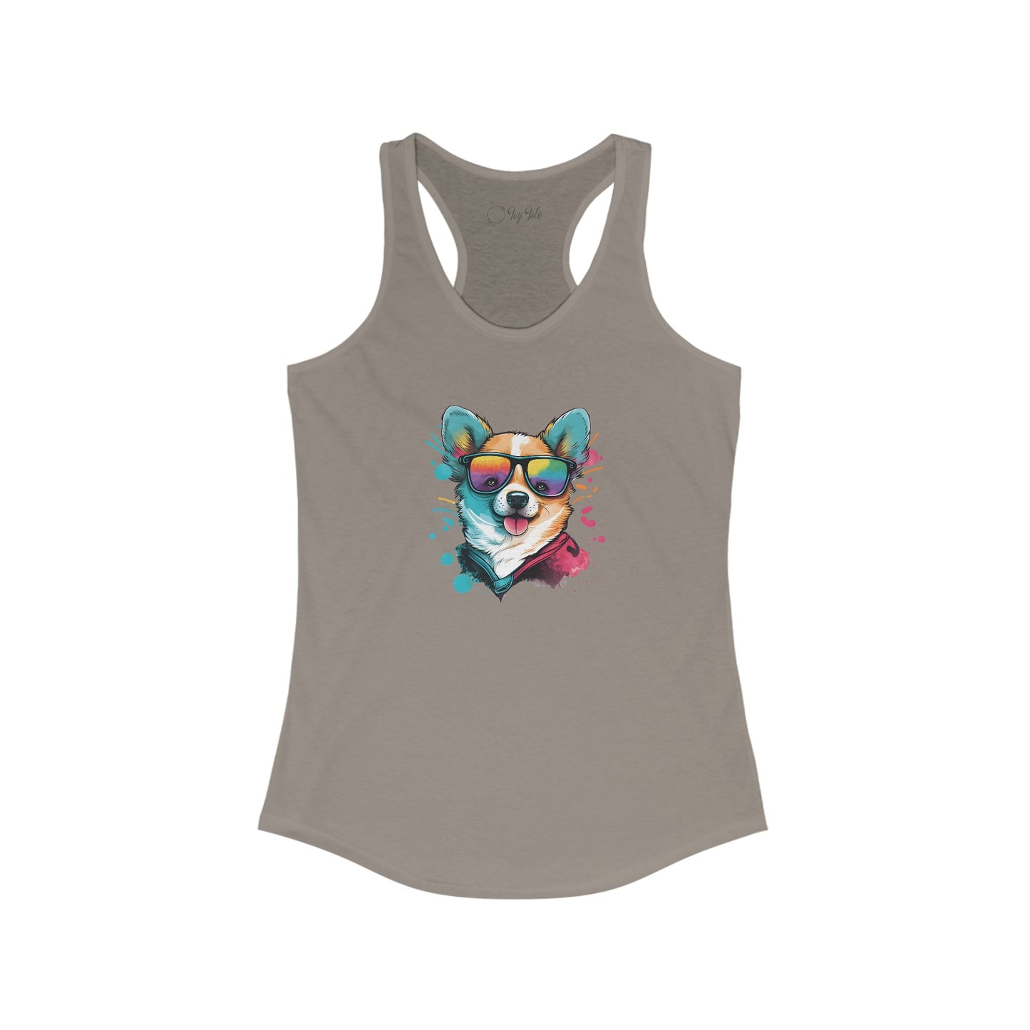 Dog with Sunglasses Racerback Tank 005