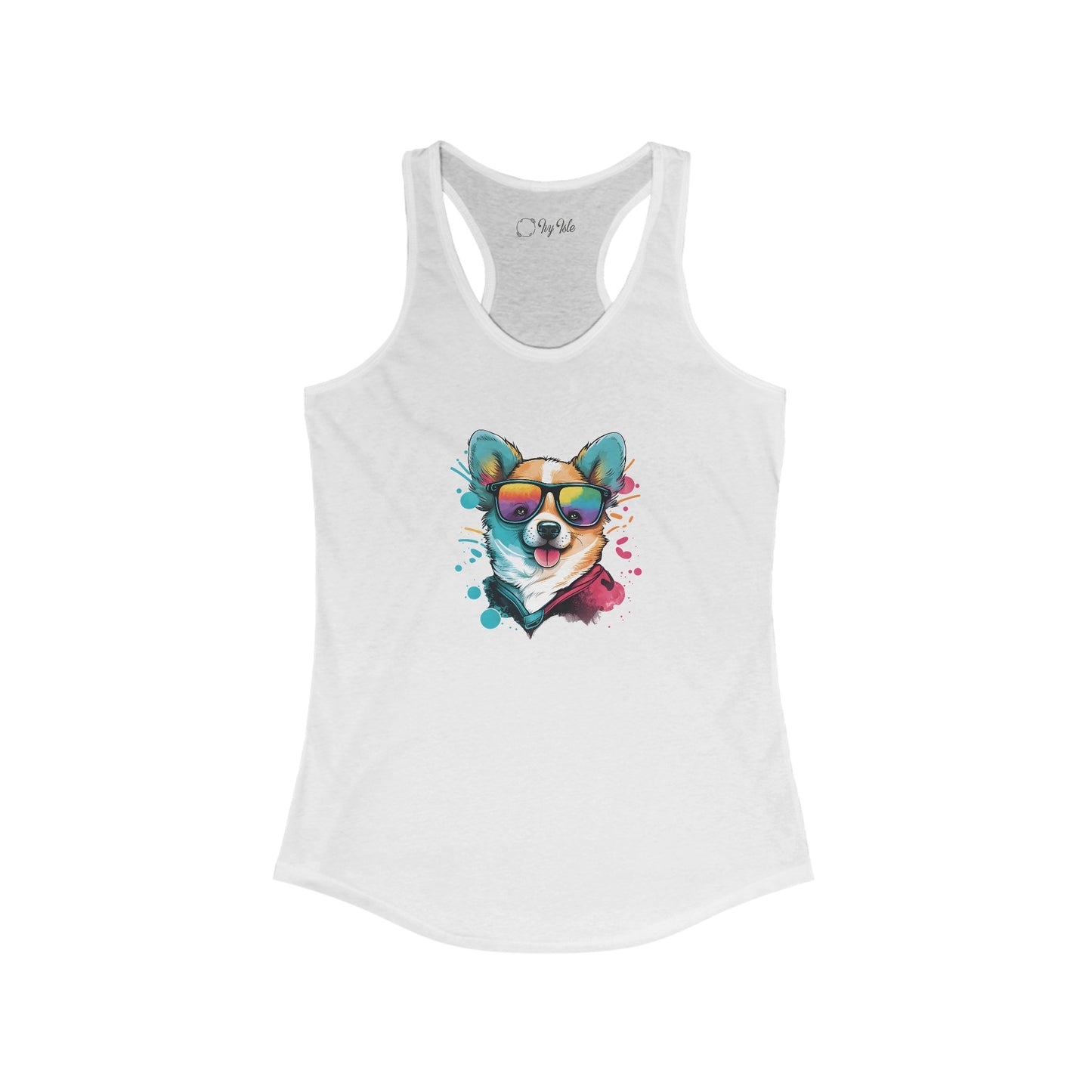 Dog with Sunglasses Racerback Tank 005