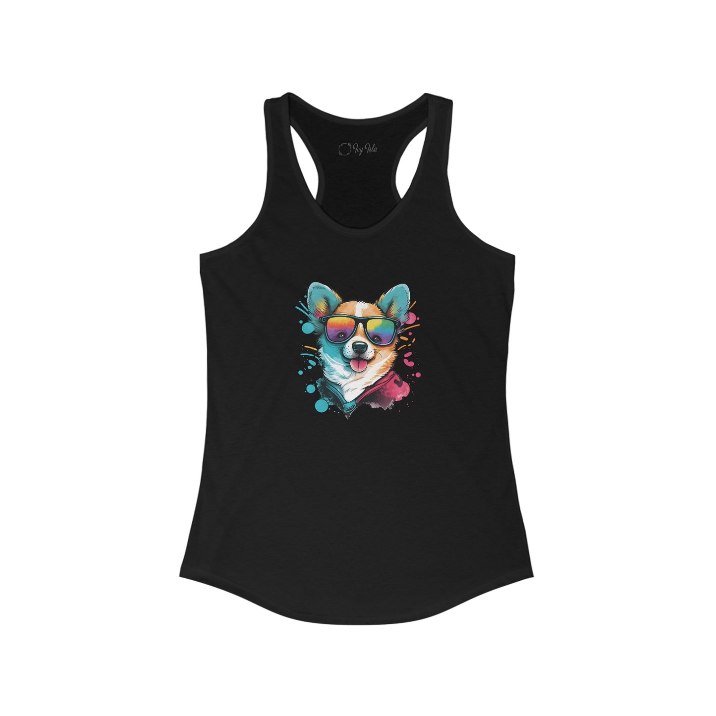 Dog with Sunglasses Racerback Tank 005