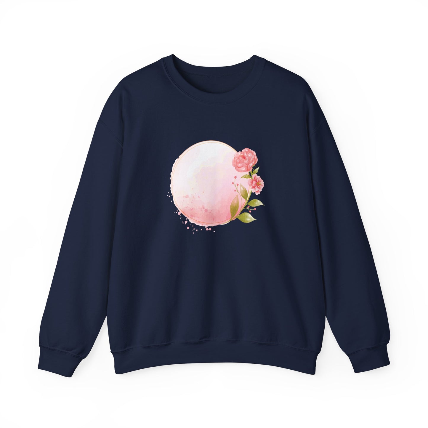 Pink Watercolor Rose Circle Sweatshirt