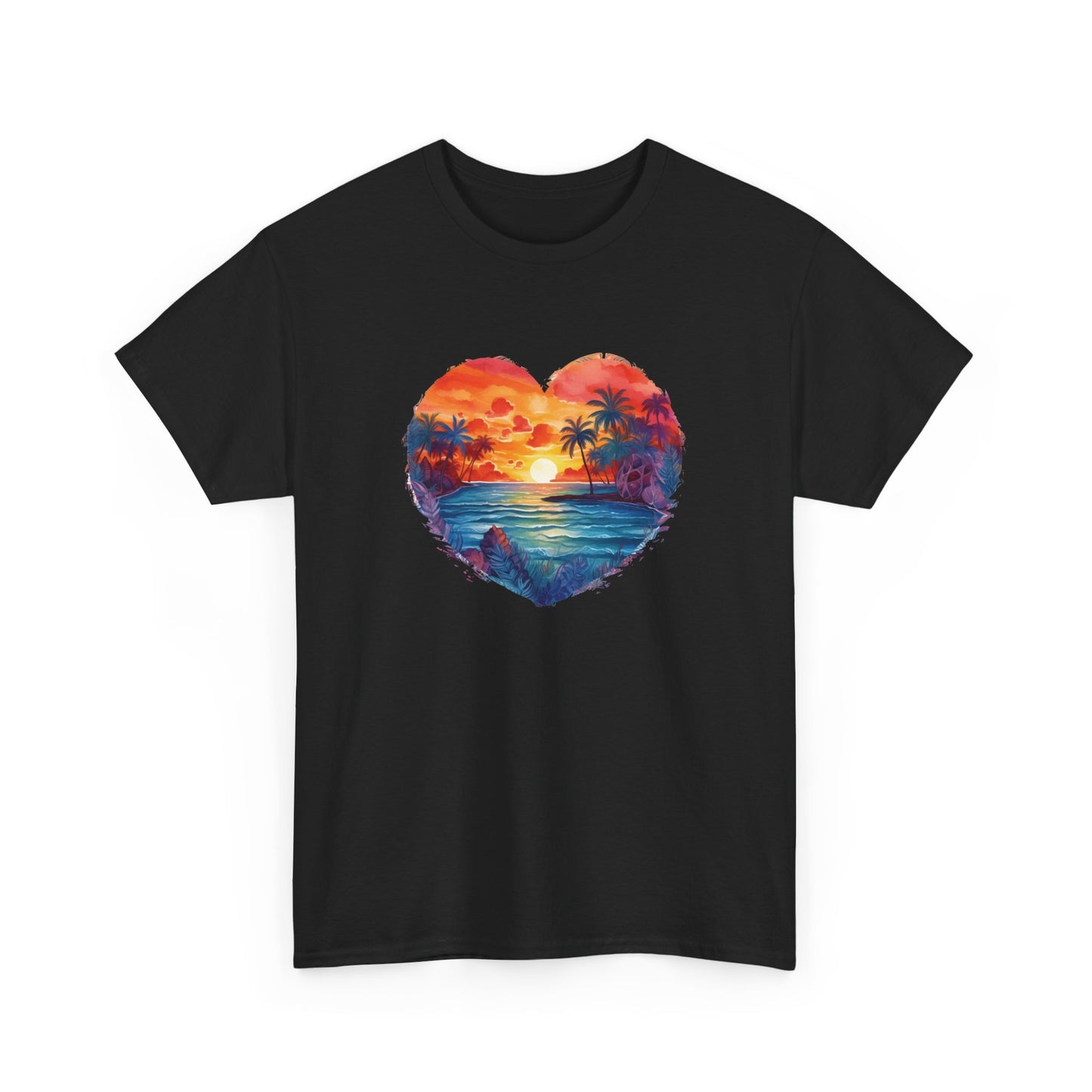 Painted Sunset Beach Heart Short Sleeve Tee