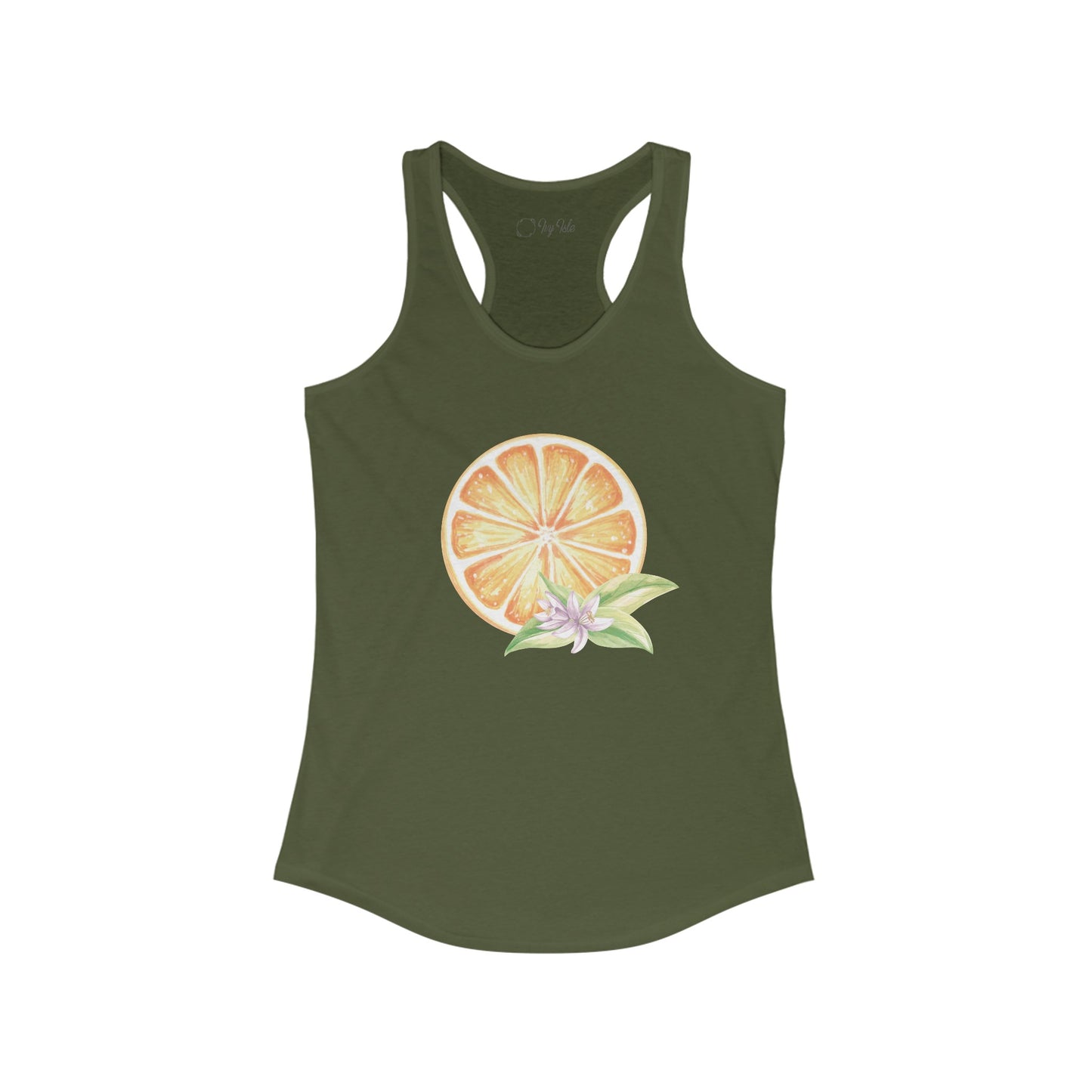 Orange and Flower Racerback Tank