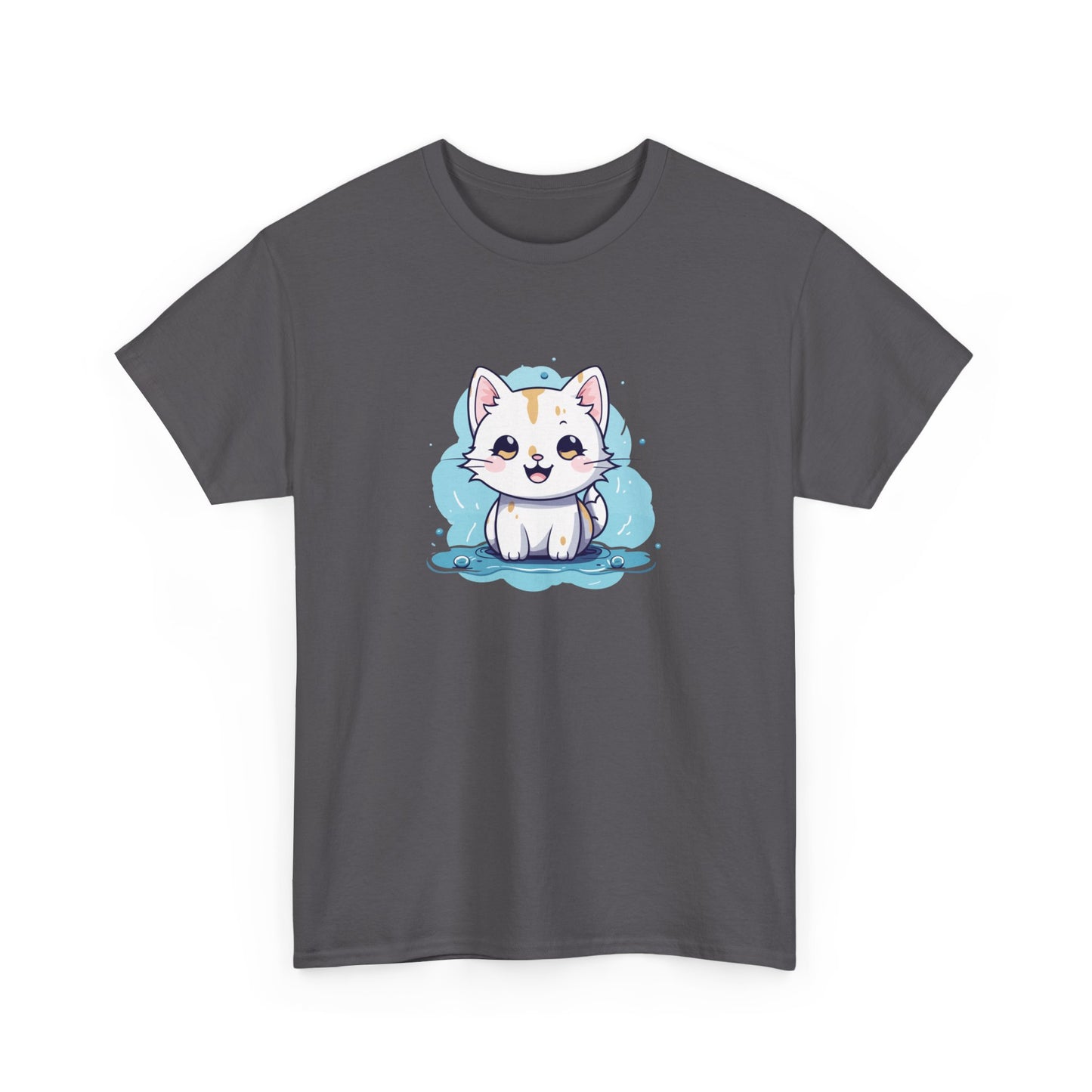 Cute Blue Cat Short Sleeve Tee