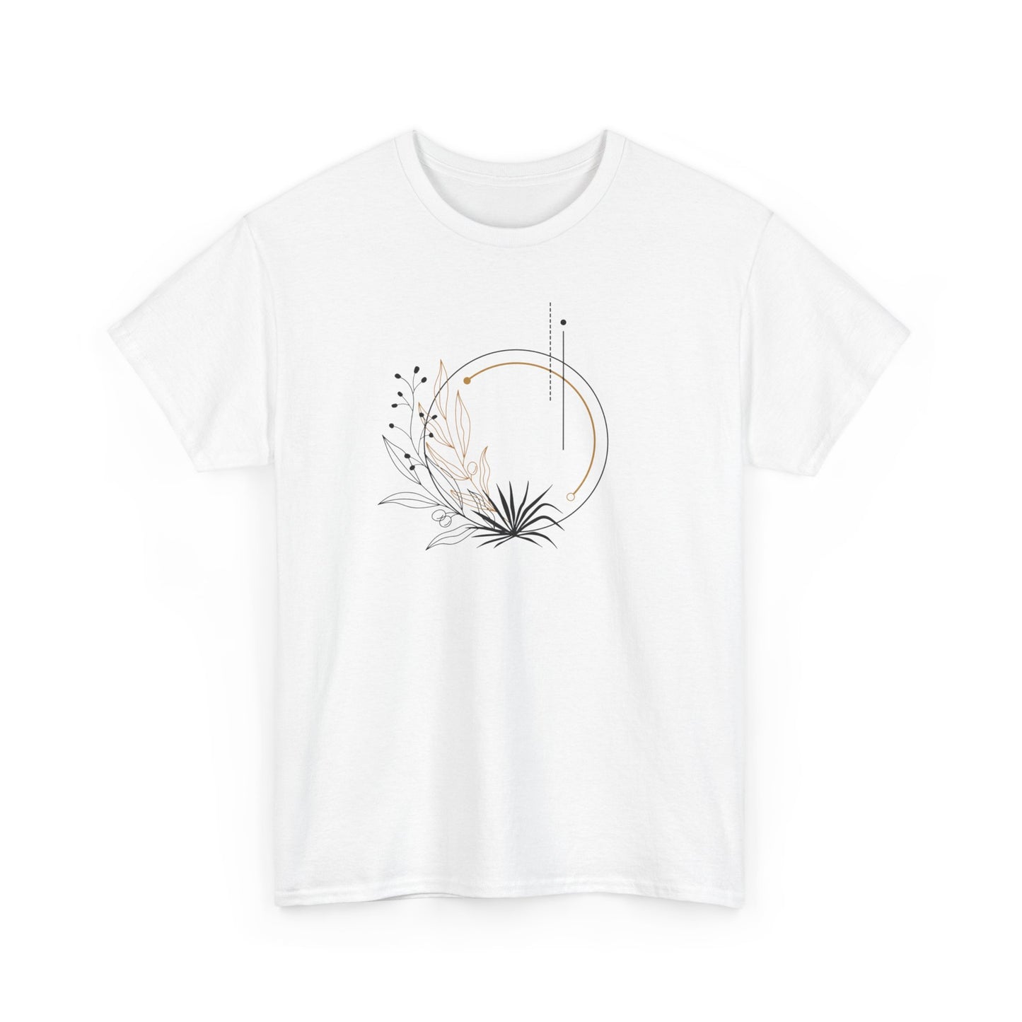 Black and Gold Leafy Circle Short Sleeve Tee