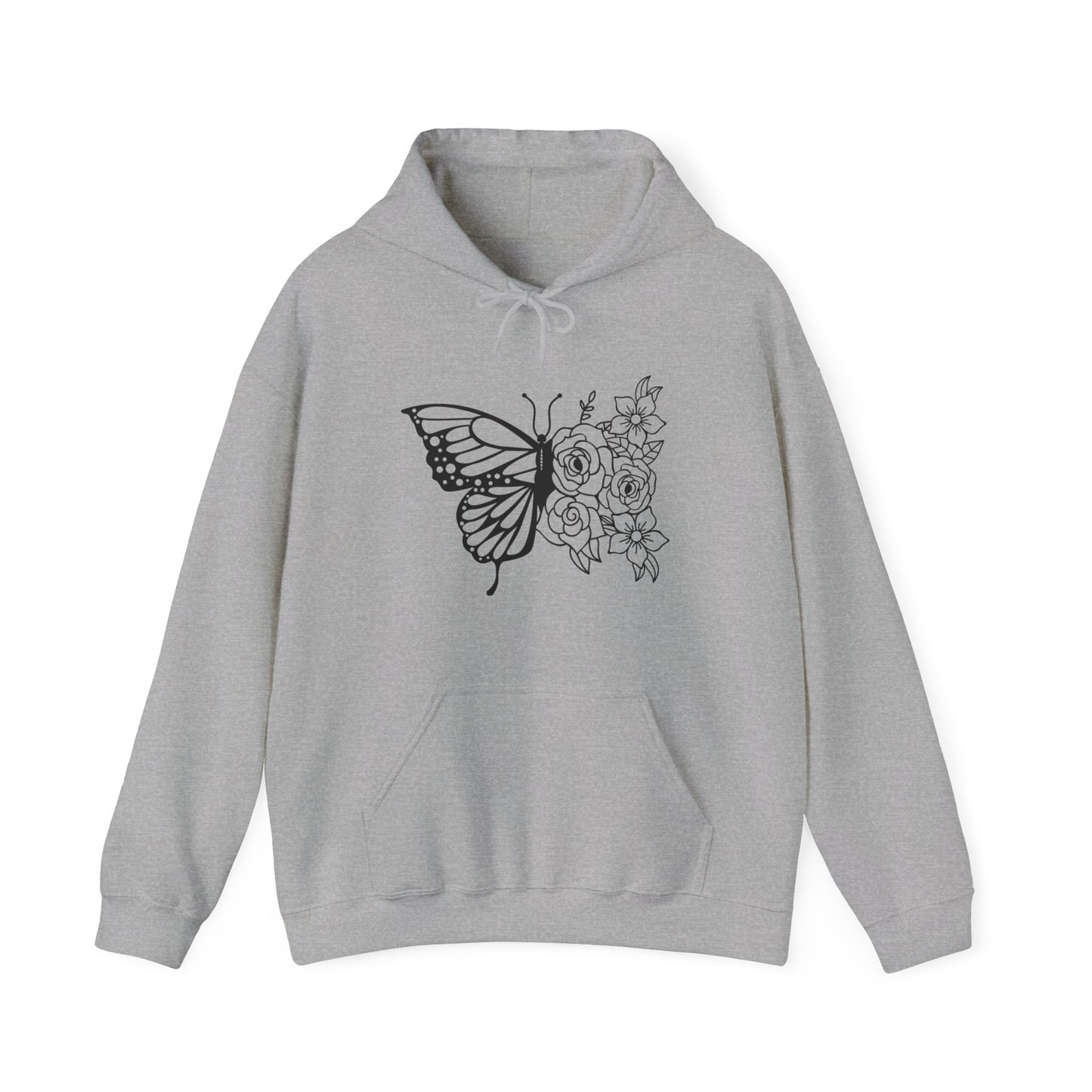 Butterfly and Flowers Hooded Sweatshirt