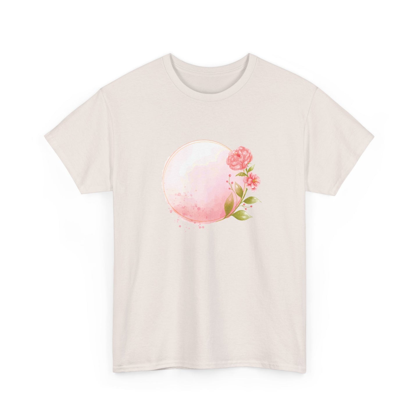 Pink Watercolor Rose Circle Short Sleeve Tee