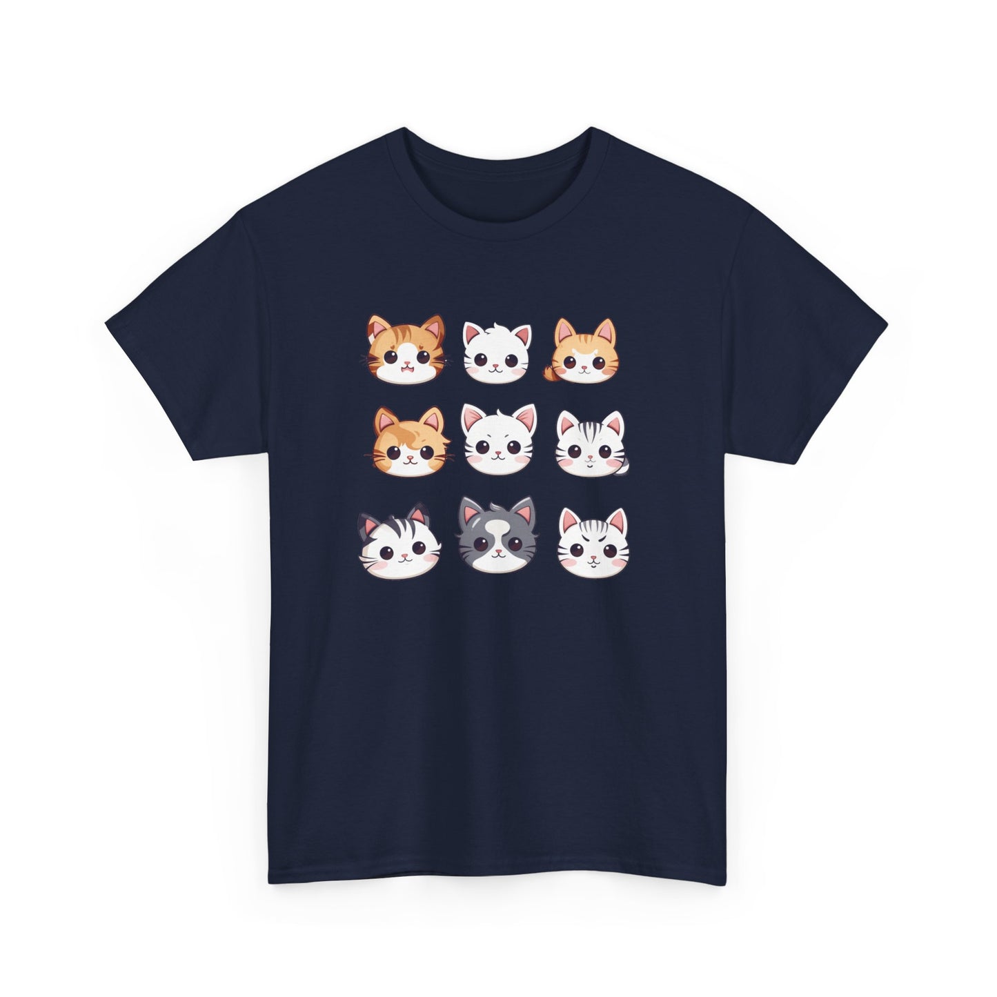 Cute Cat Faces Set Short Sleeve Tee
