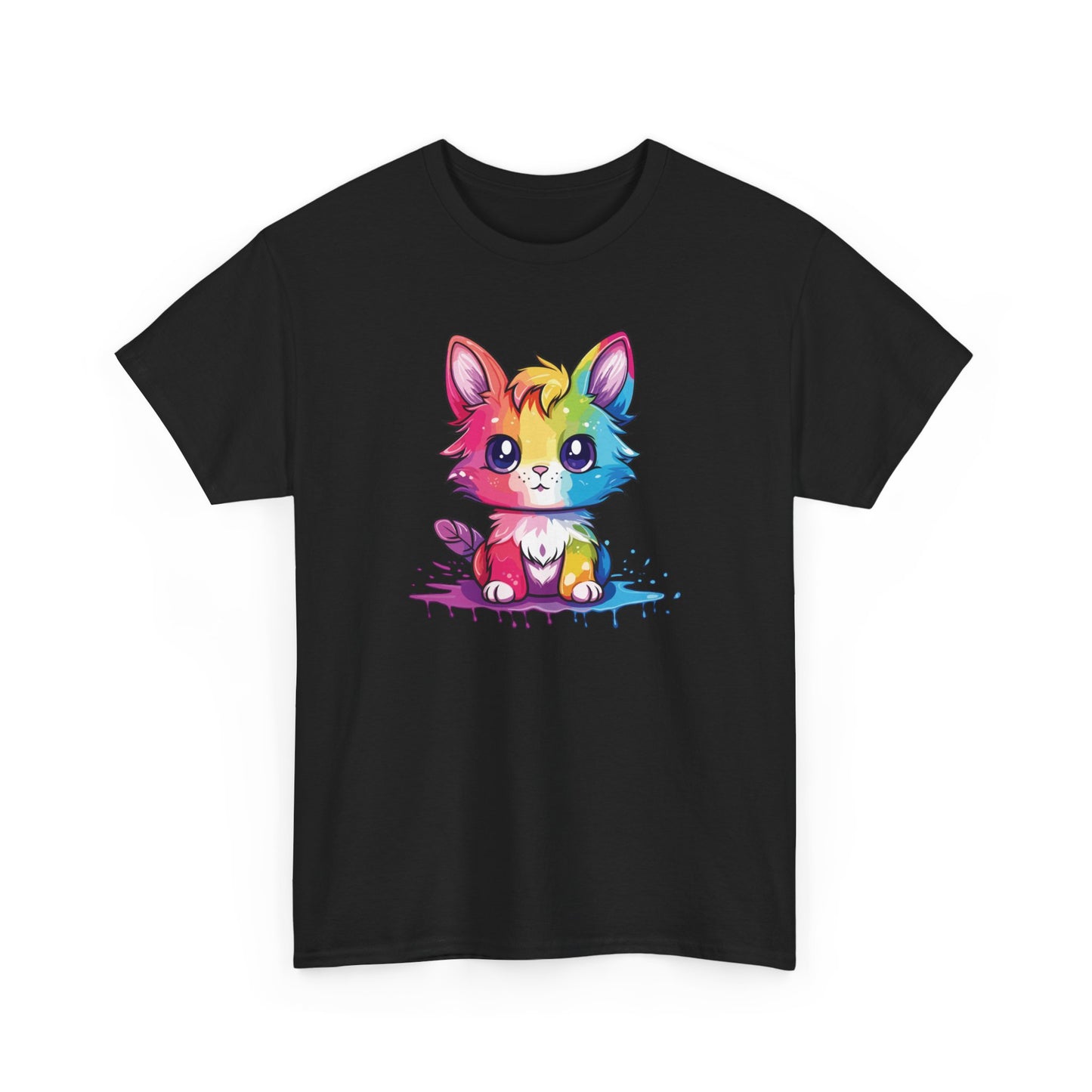 Rainbow Animated Cat Short Sleeve Tee