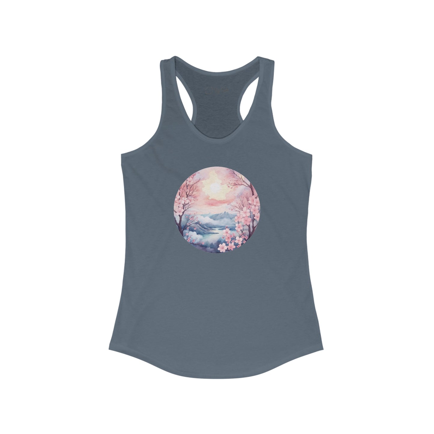 Watercolor Cherry Blossom Landscape Racerback Tank
