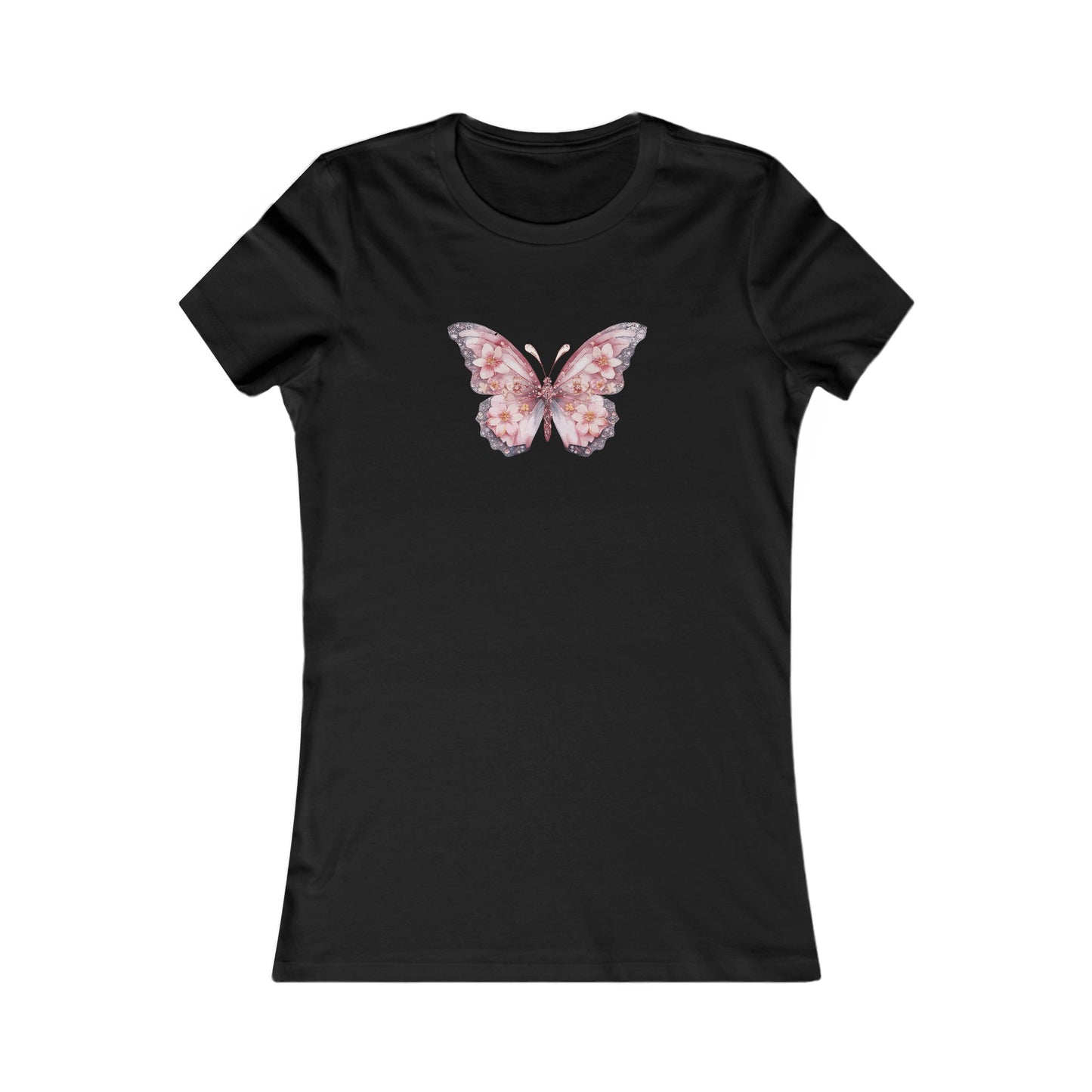 Floral Butterfly Fitted Tee