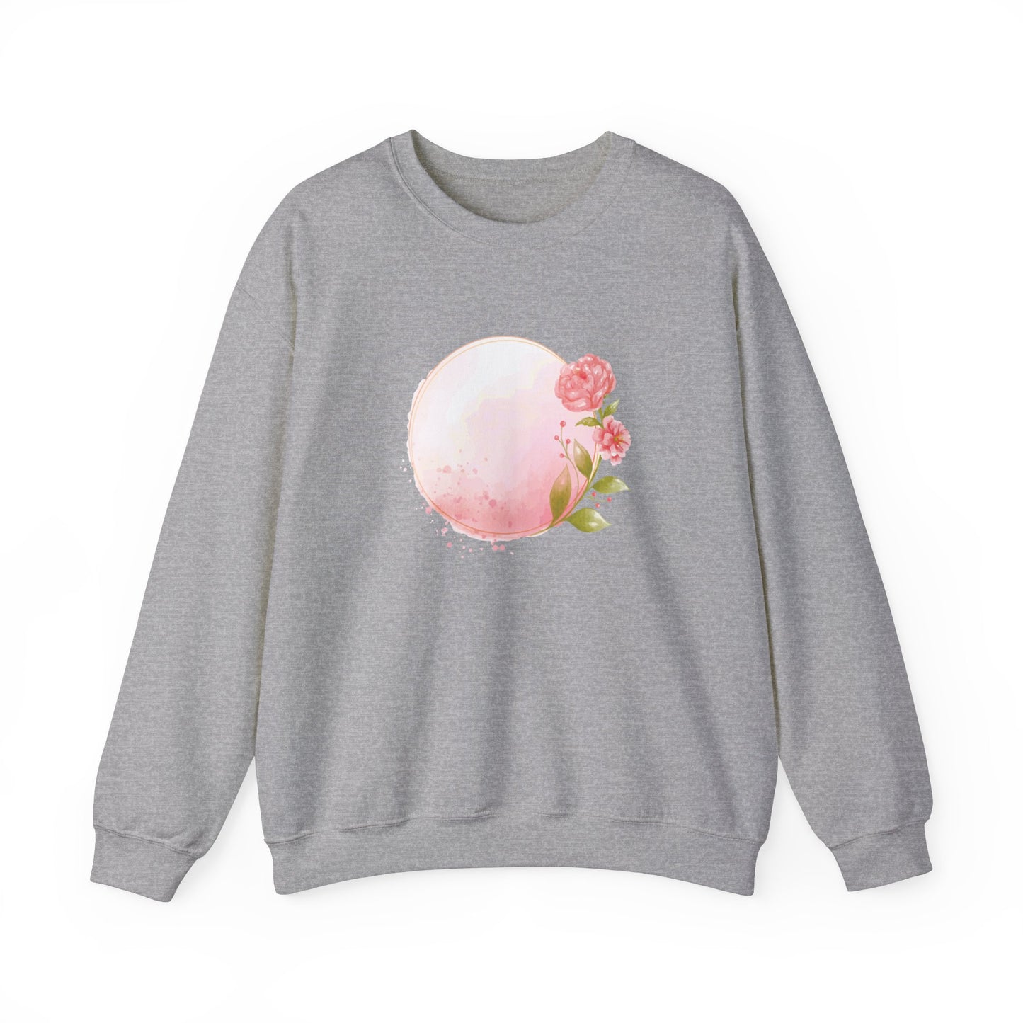 Pink Watercolor Rose Circle Sweatshirt