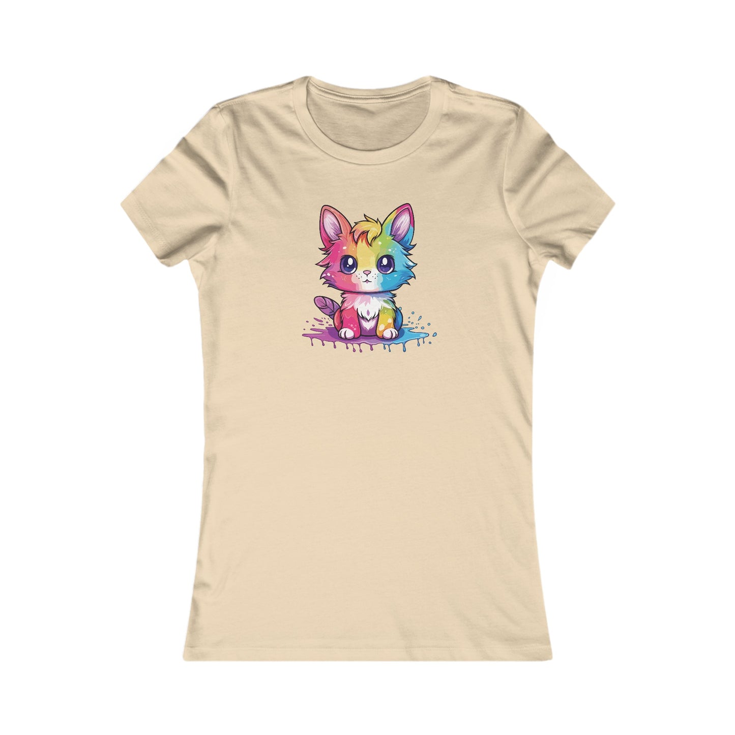 Rainbow Animated Cat Fitted Tee