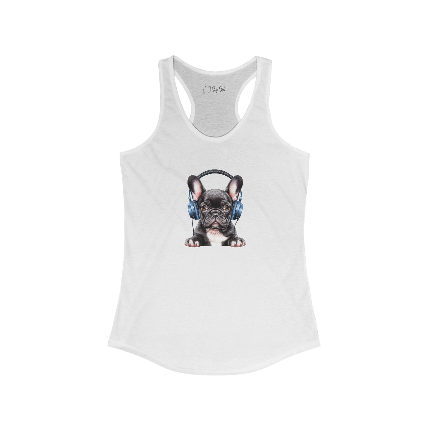 French Bulldog with Headphones Racerback Tank