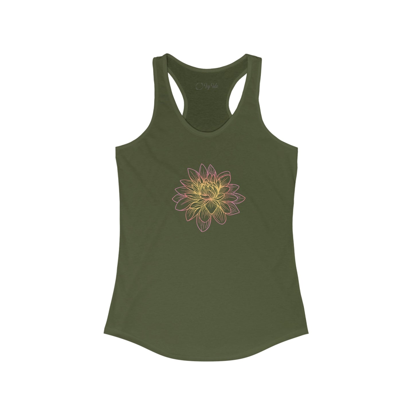 Colorful Lotus Outline Racerback Tank