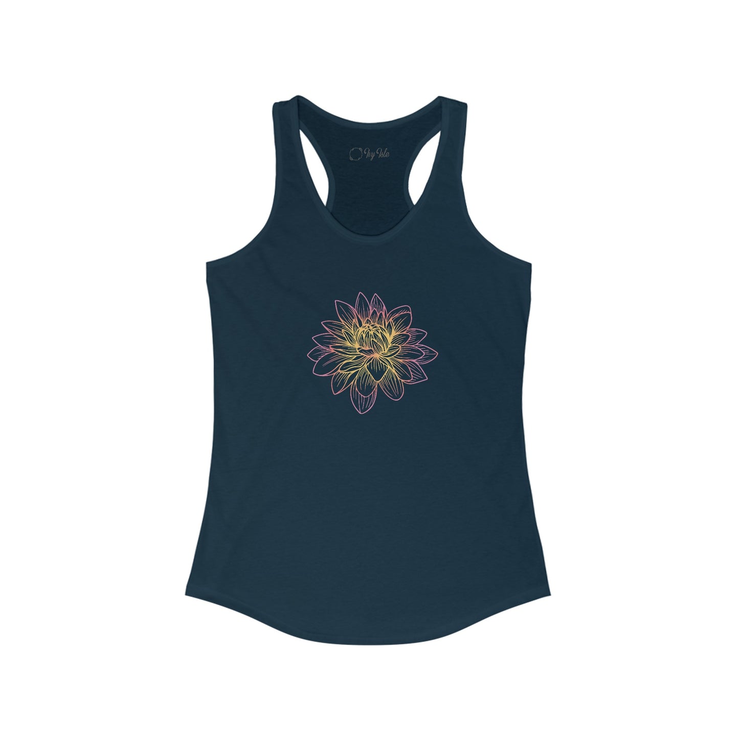 Colorful Lotus Outline Racerback Tank