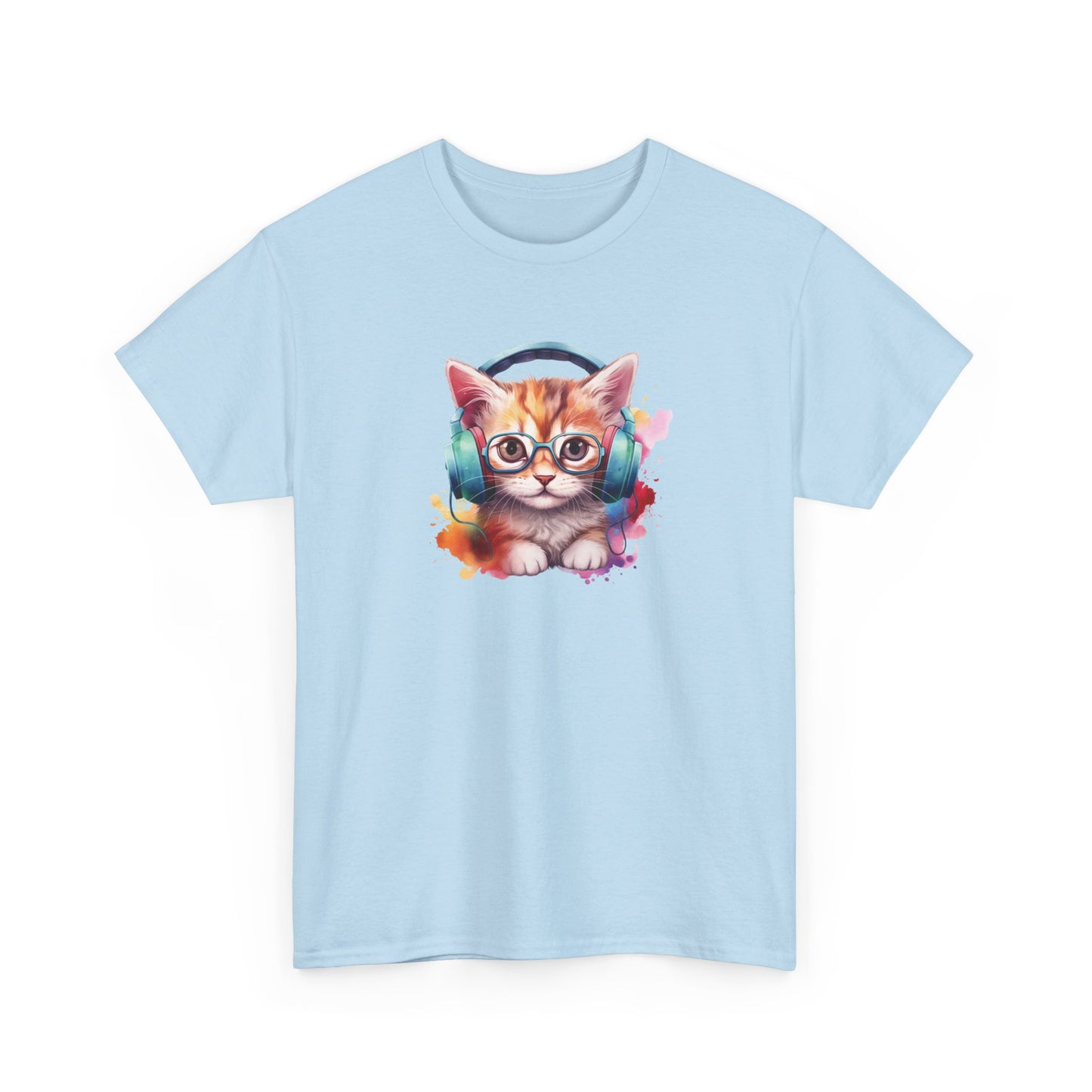Cat with Headphones Short Sleeve Tee