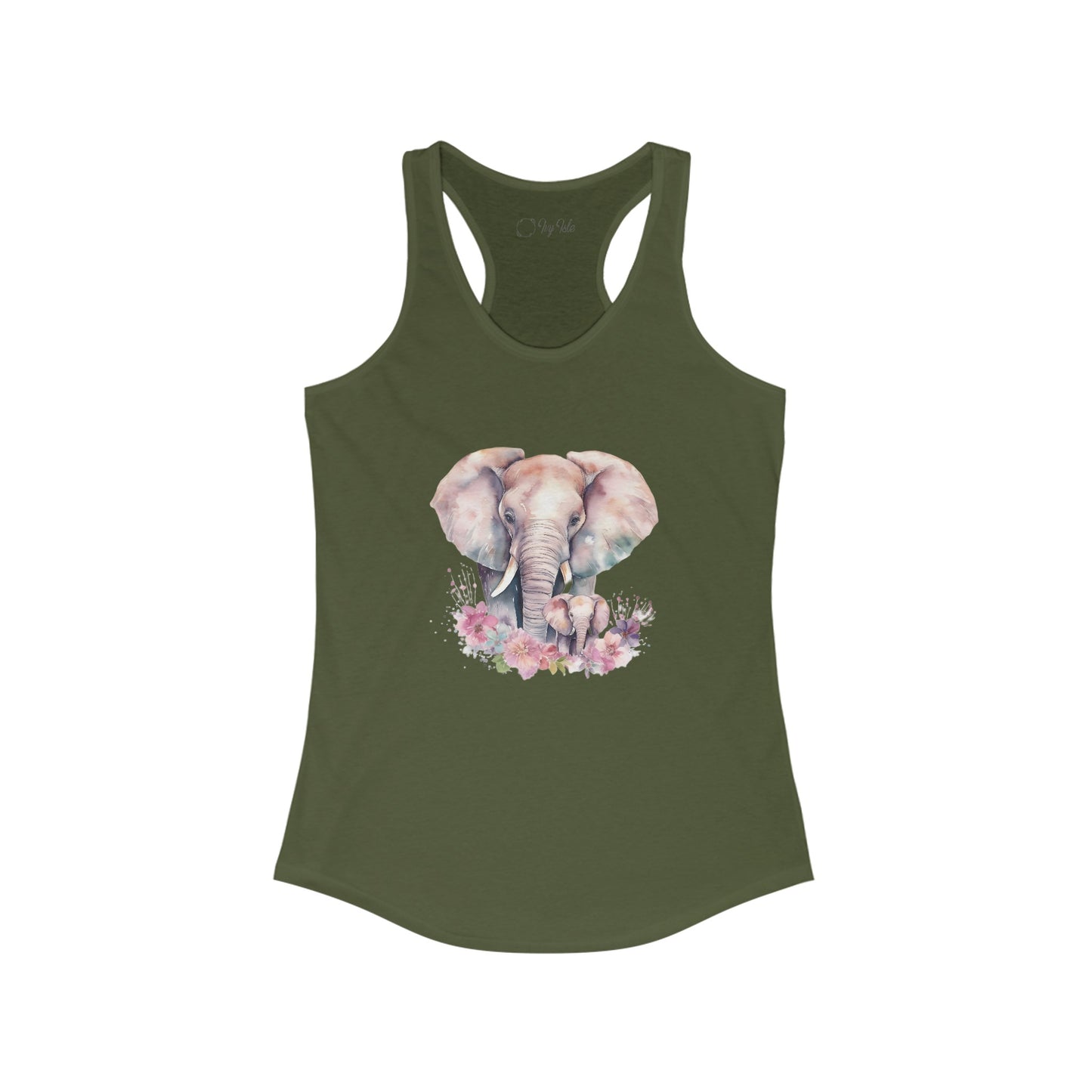 Watercolor Elephants Racerback Tank