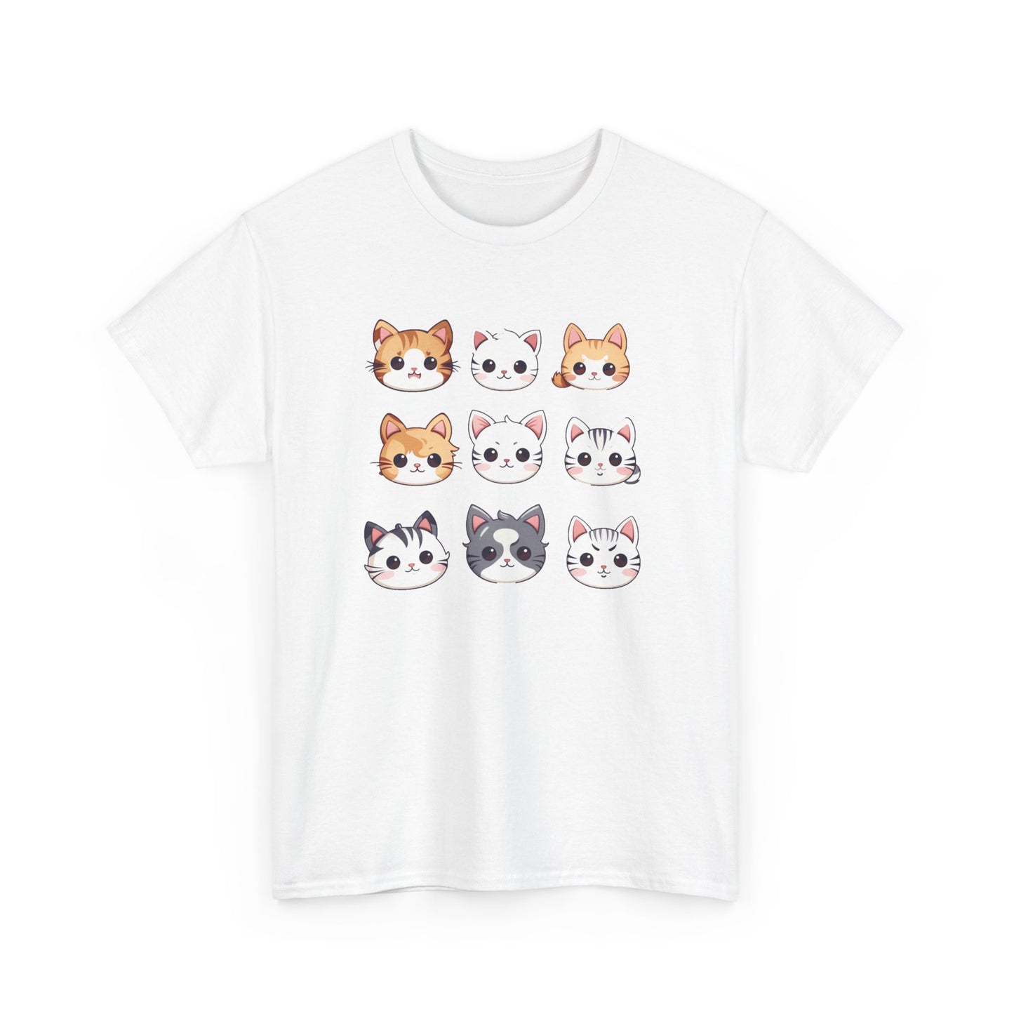 Cute Cat Faces Set Short Sleeve Tee