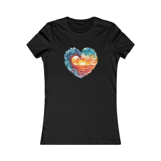 Abstract Sunset Heart Fitted Tee