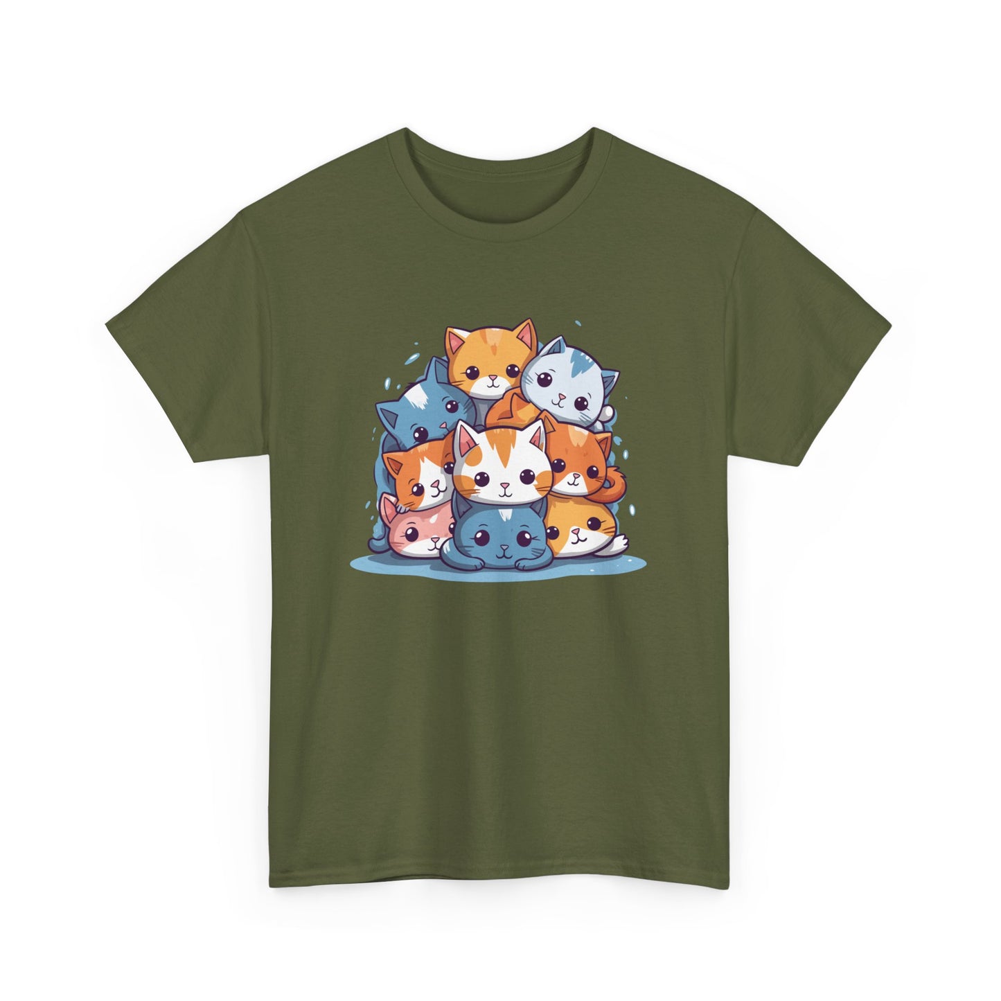 Cute Cat Pile Short Sleeve Tee