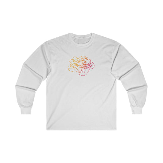 Colorful Rose Outline Long Sleeve Tee