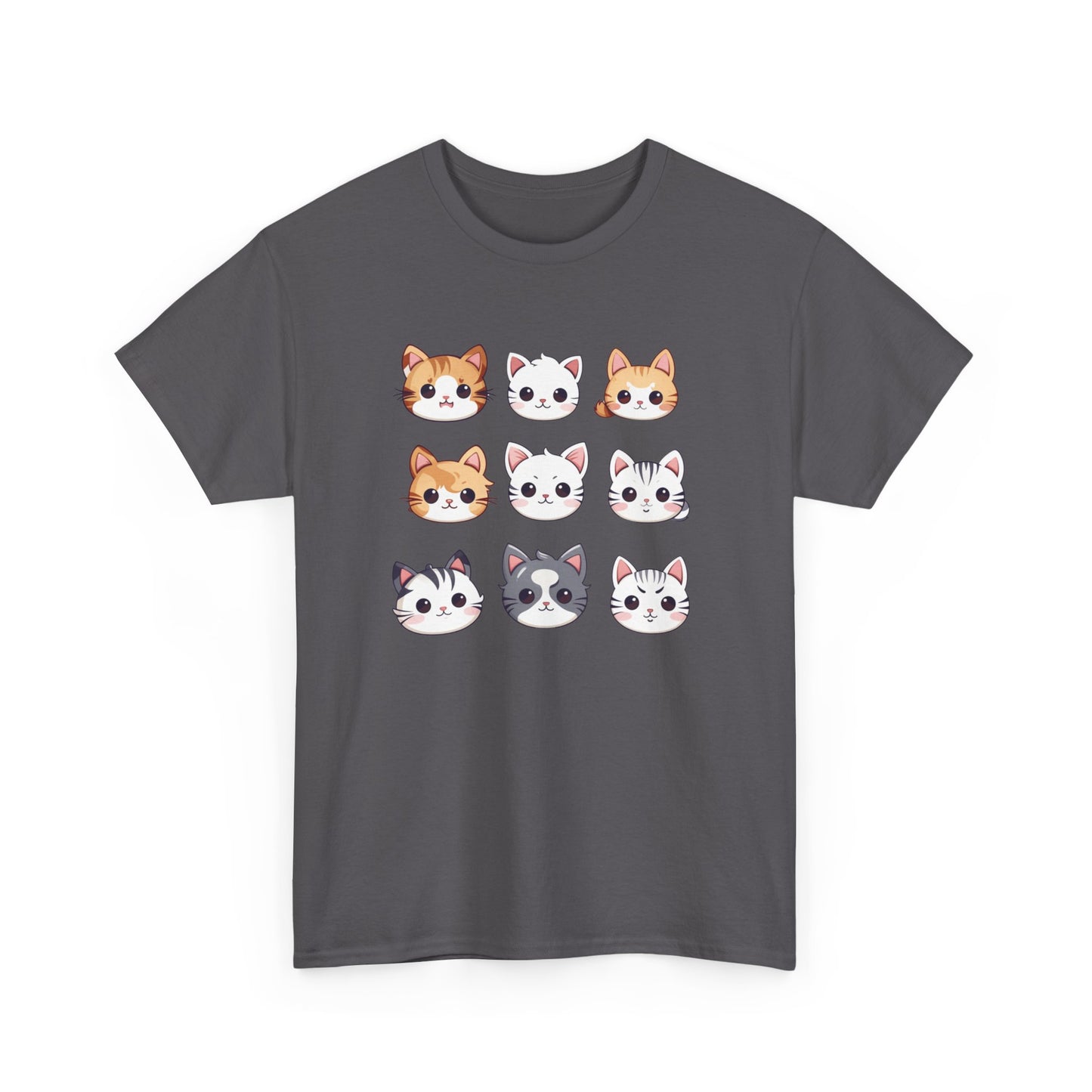 Cute Cat Faces Set Short Sleeve Tee