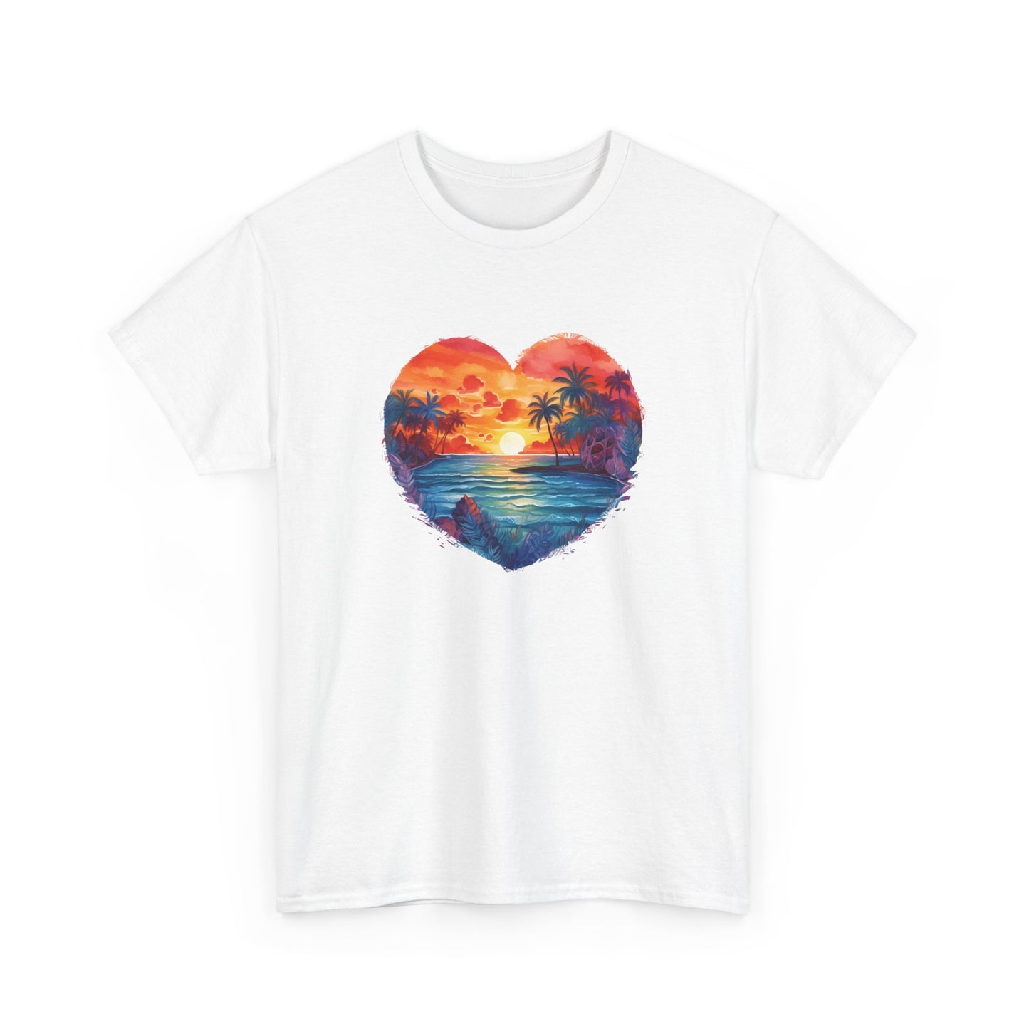 Painted Sunset Beach Heart Short Sleeve Tee