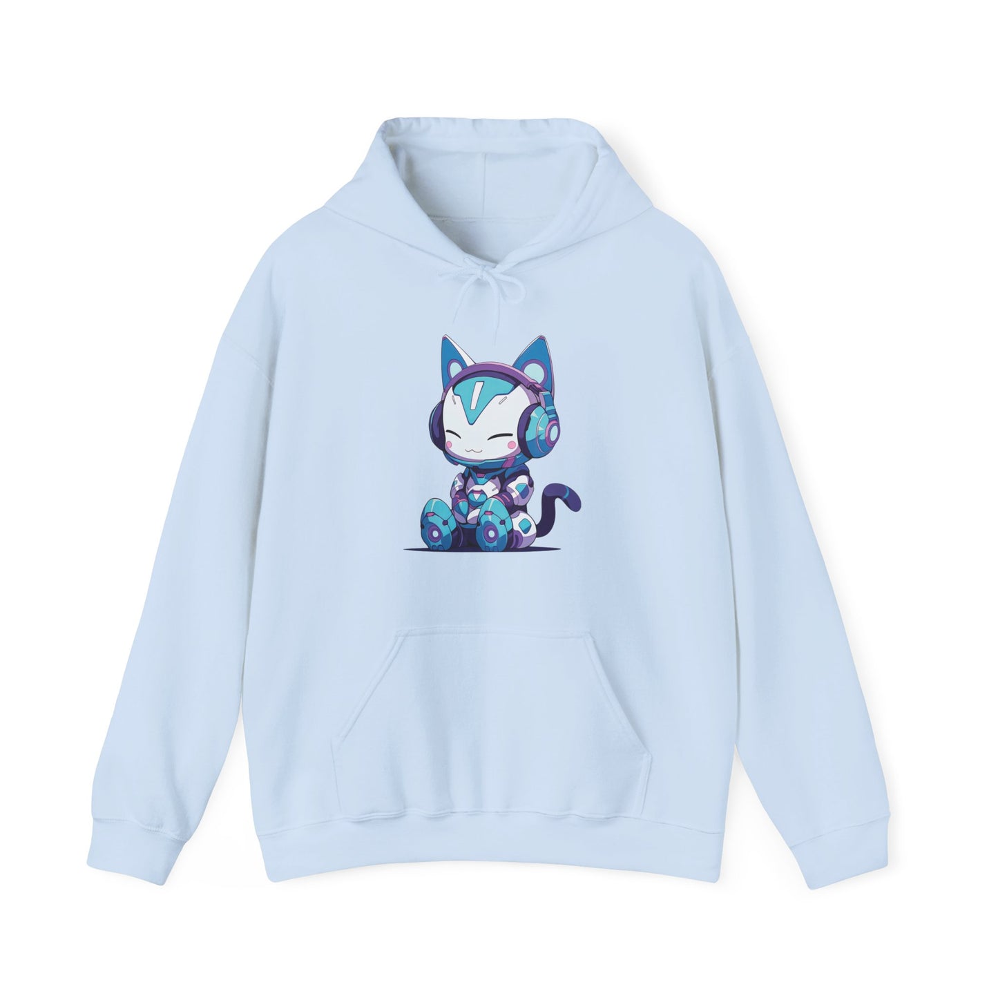 Futuristic Cat with Headphones Hooded Sweatshirt
