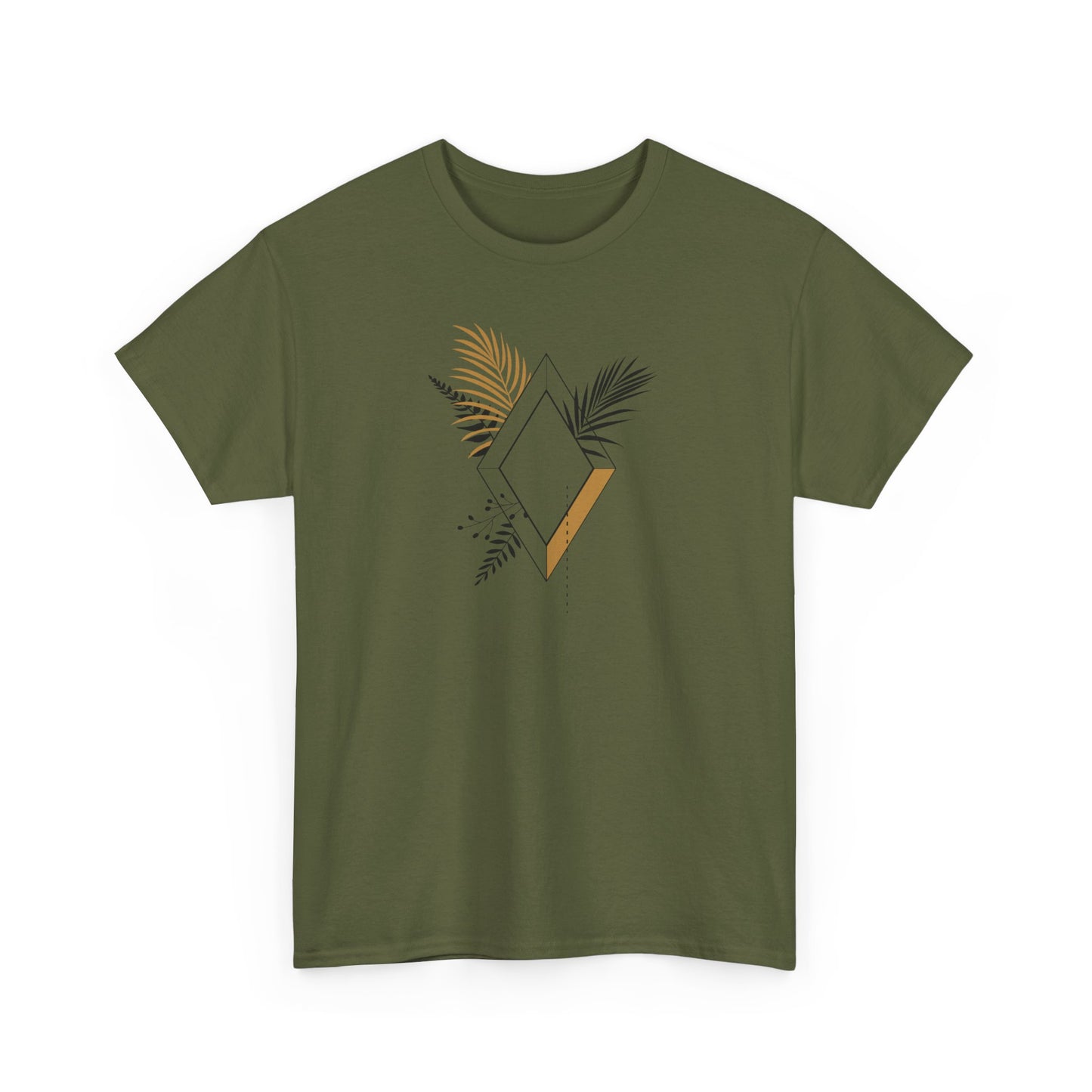 Black and Gold Leafy Diamond Short Sleeve Tee