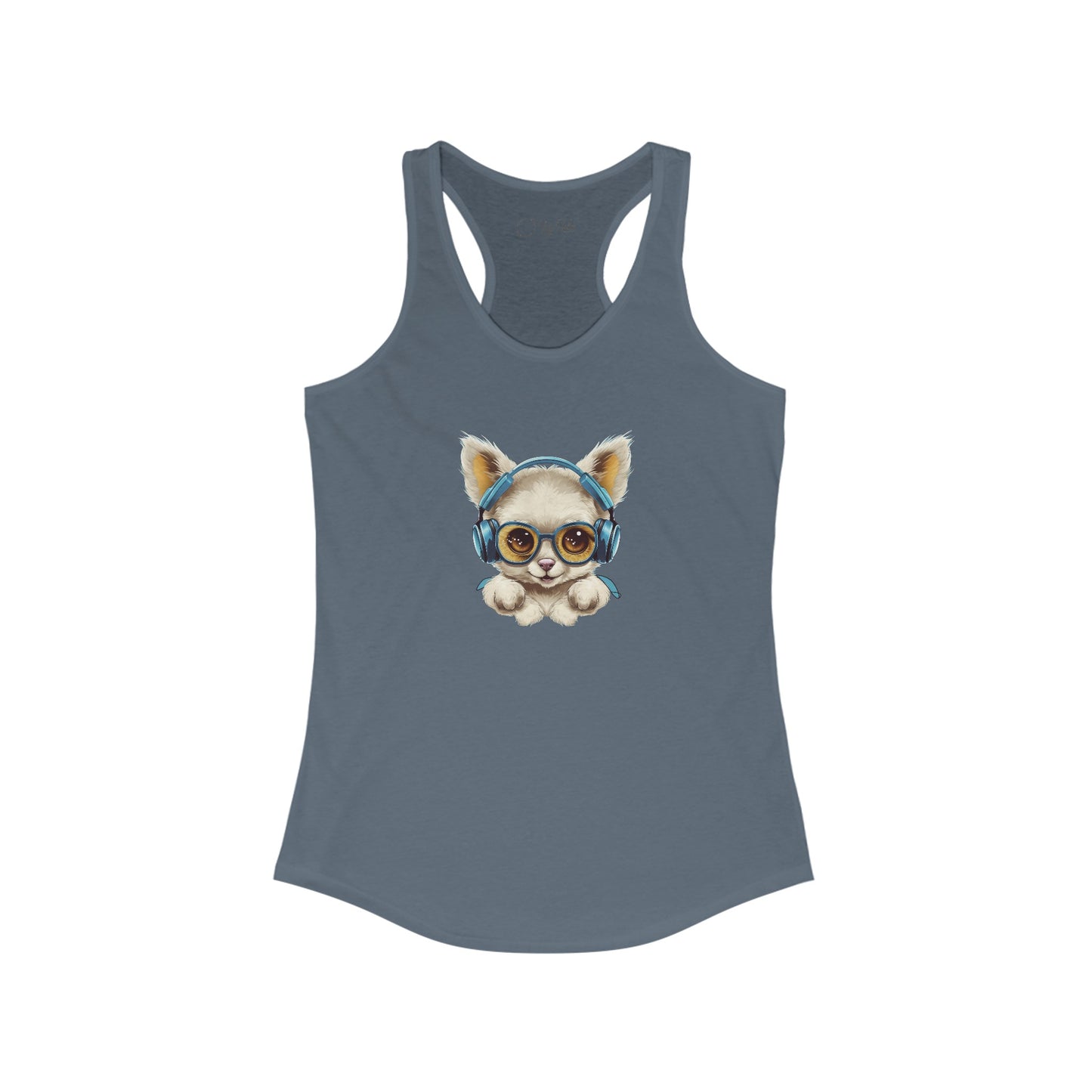 Puppy with Headphones Racerback Tank