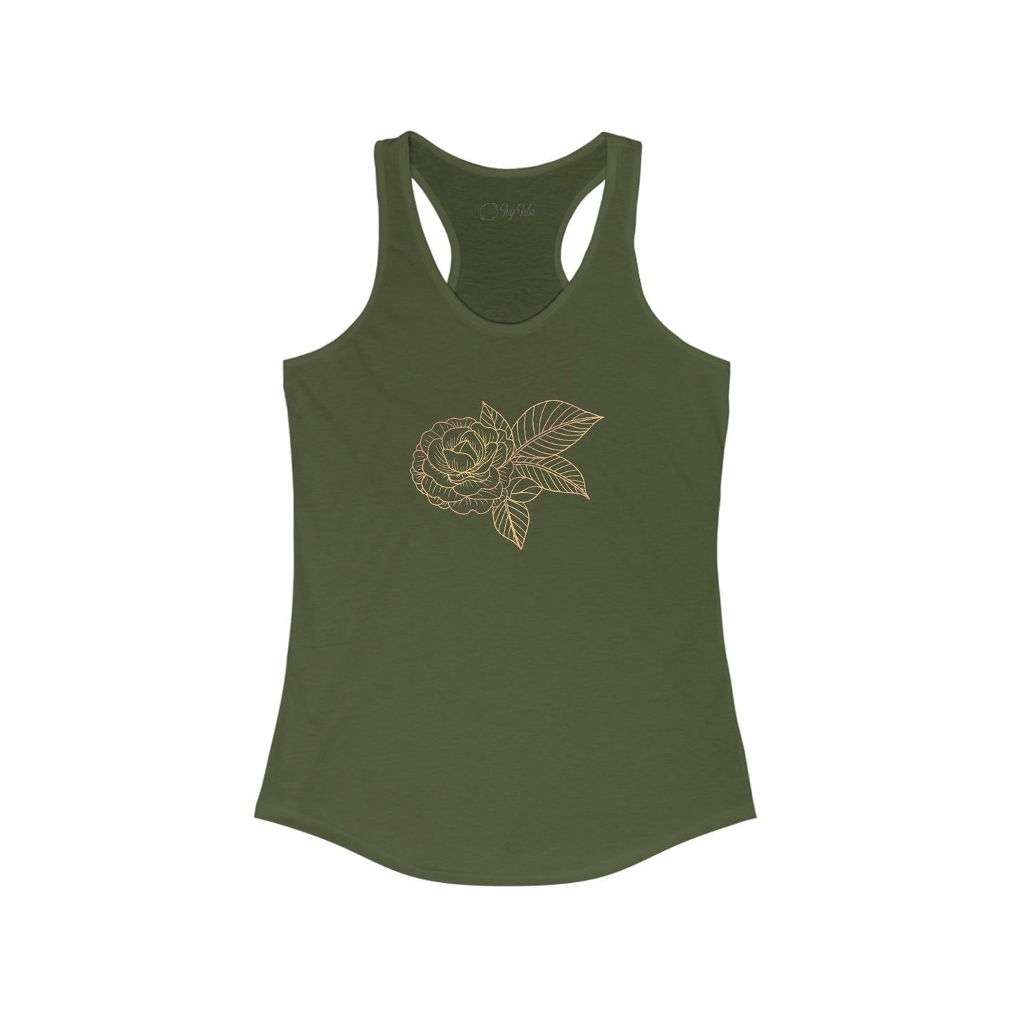 Colorful Rose with Leaves Racerback Tank