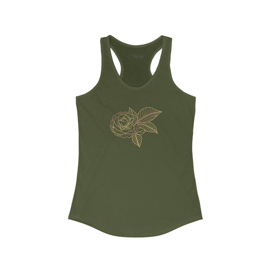 Colorful Rose with Leaves Racerback Tank