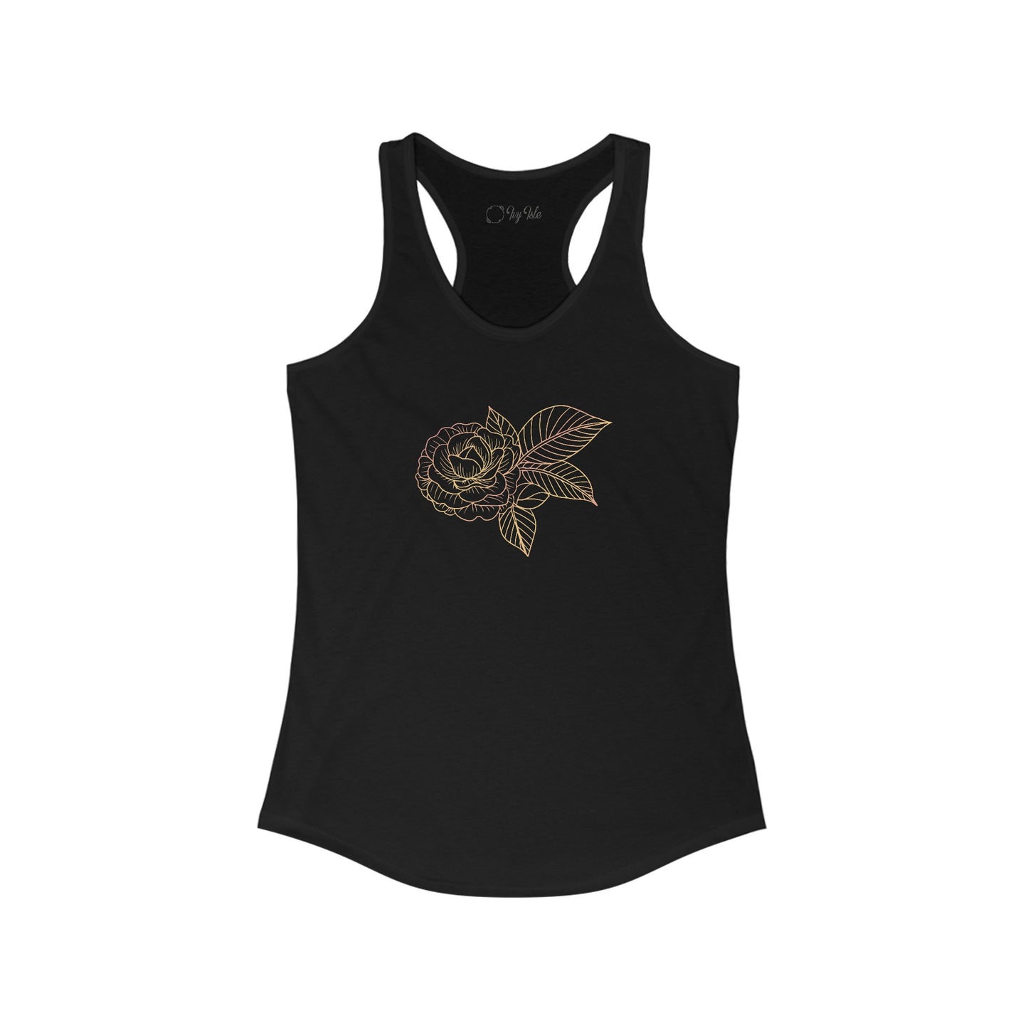 Colorful Rose with Leaves Racerback Tank
