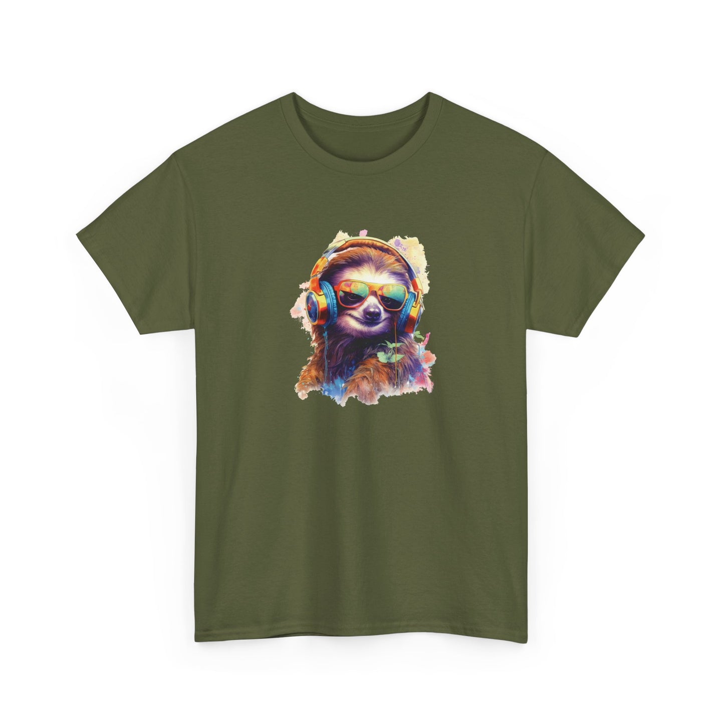 Sloth with Headphones Short Sleeve Tee