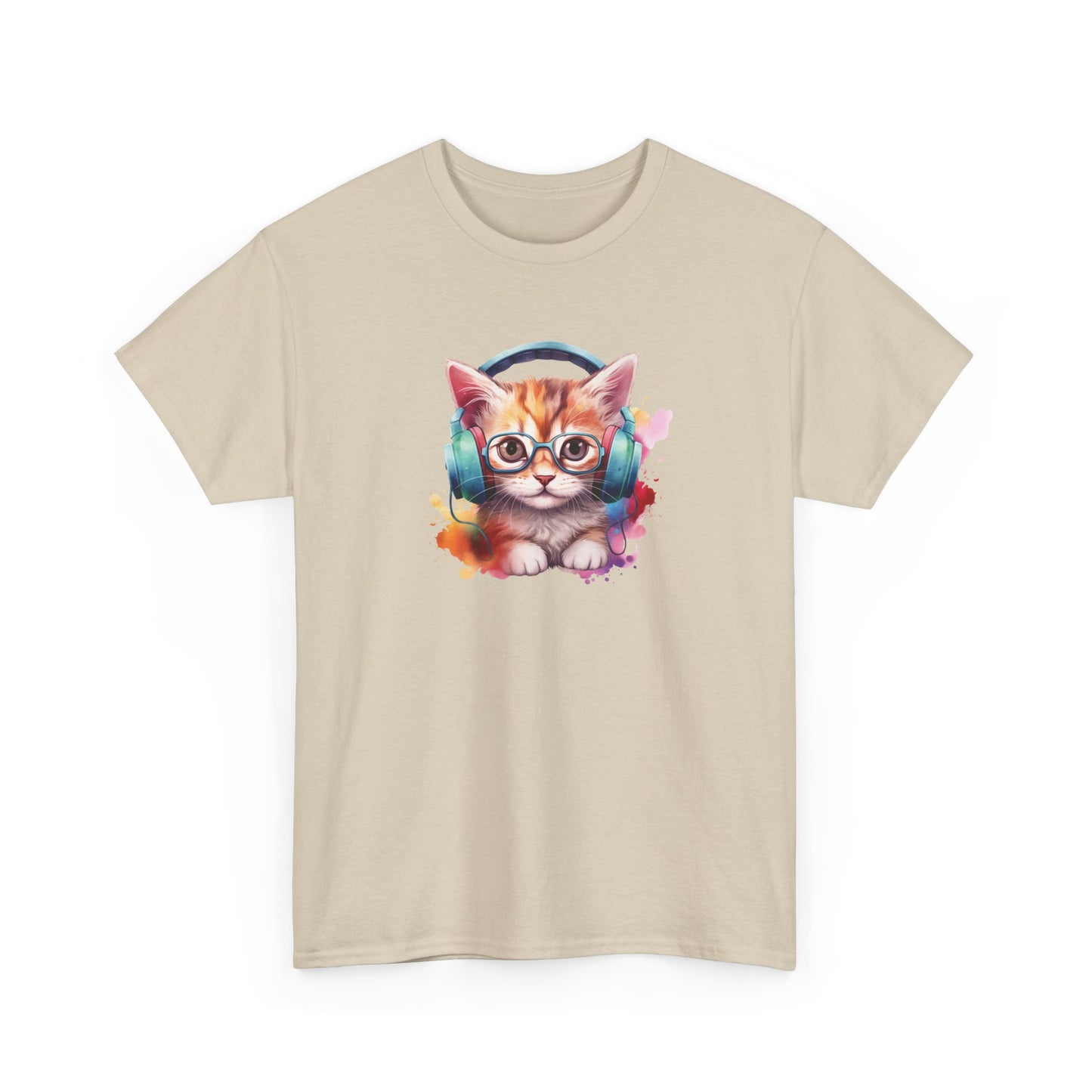 Cat with Headphones Short Sleeve Tee