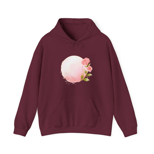 Pink Watercolor Rose Circle Hooded Sweatshirt