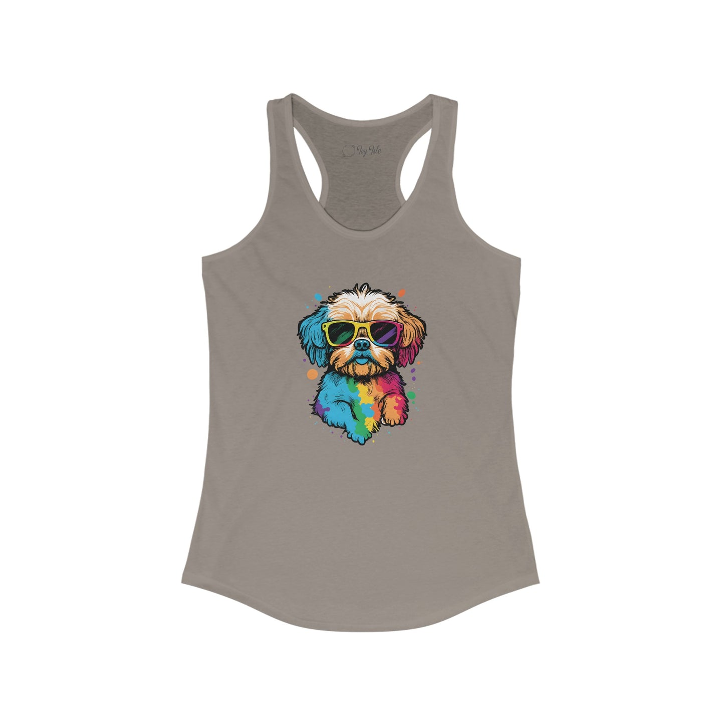 Dog with Sunglasses Racerback Tank 003