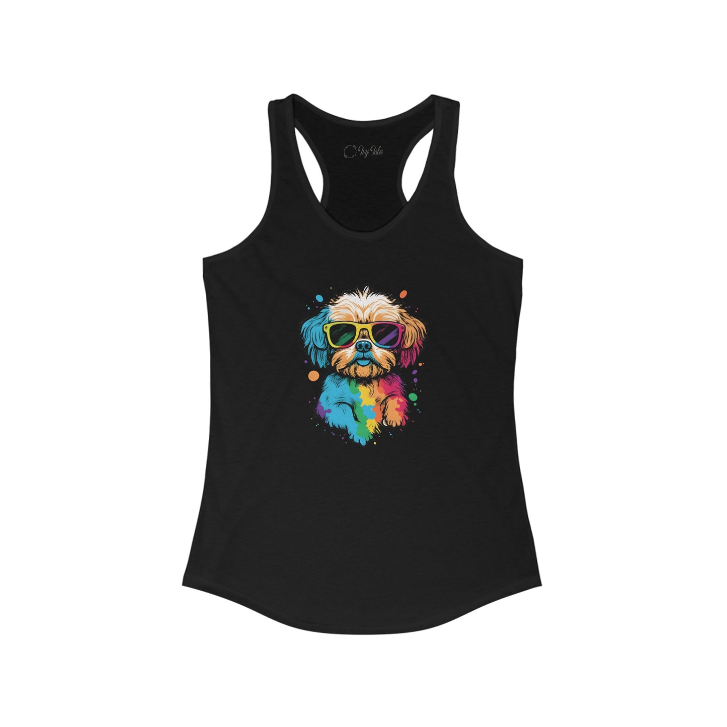 Dog with Sunglasses Racerback Tank 003