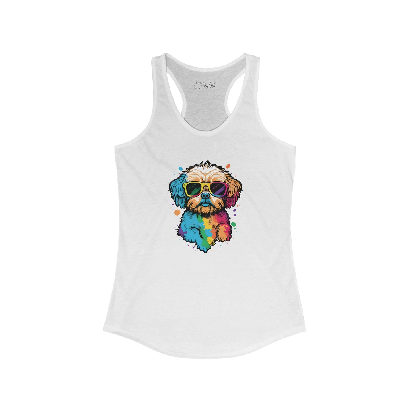 Dog with Sunglasses Racerback Tank 003